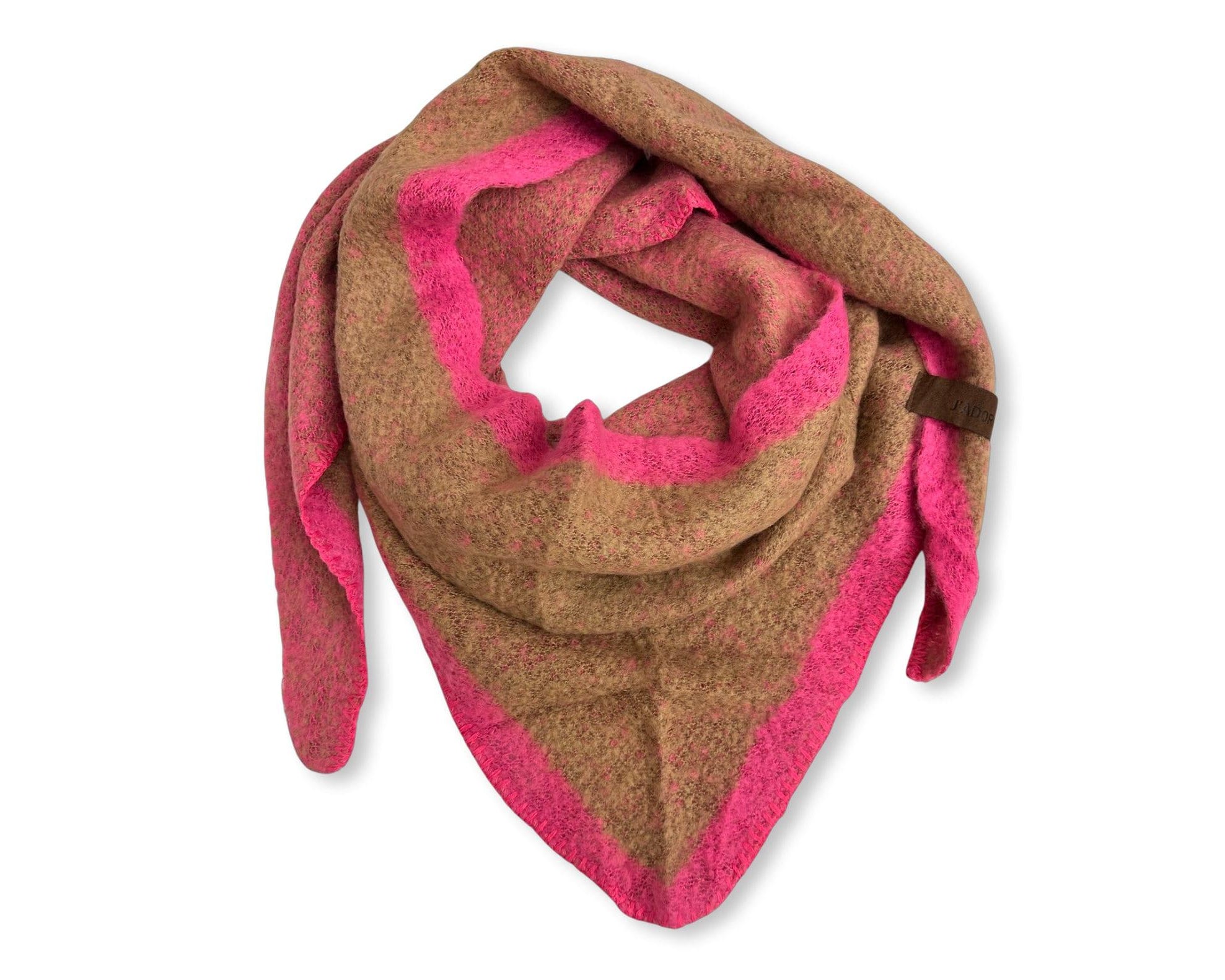 Schal | Dreieckstuch fuchsia & braun | 200 x 90cm - Roo's Gift Shop
