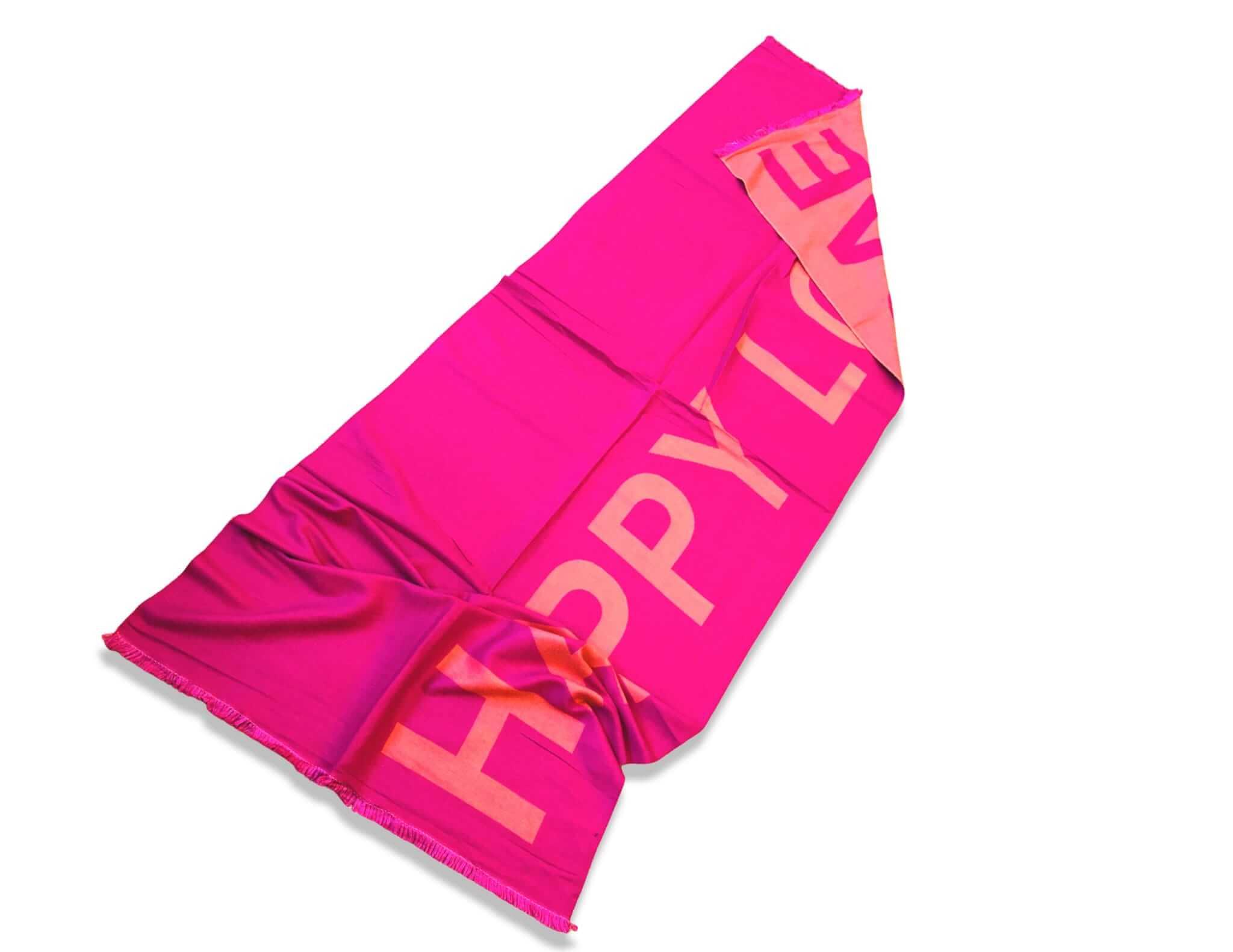 Schal | HAPPY LOVE | Buchstaben orange pink - Roo's Gift Shop
