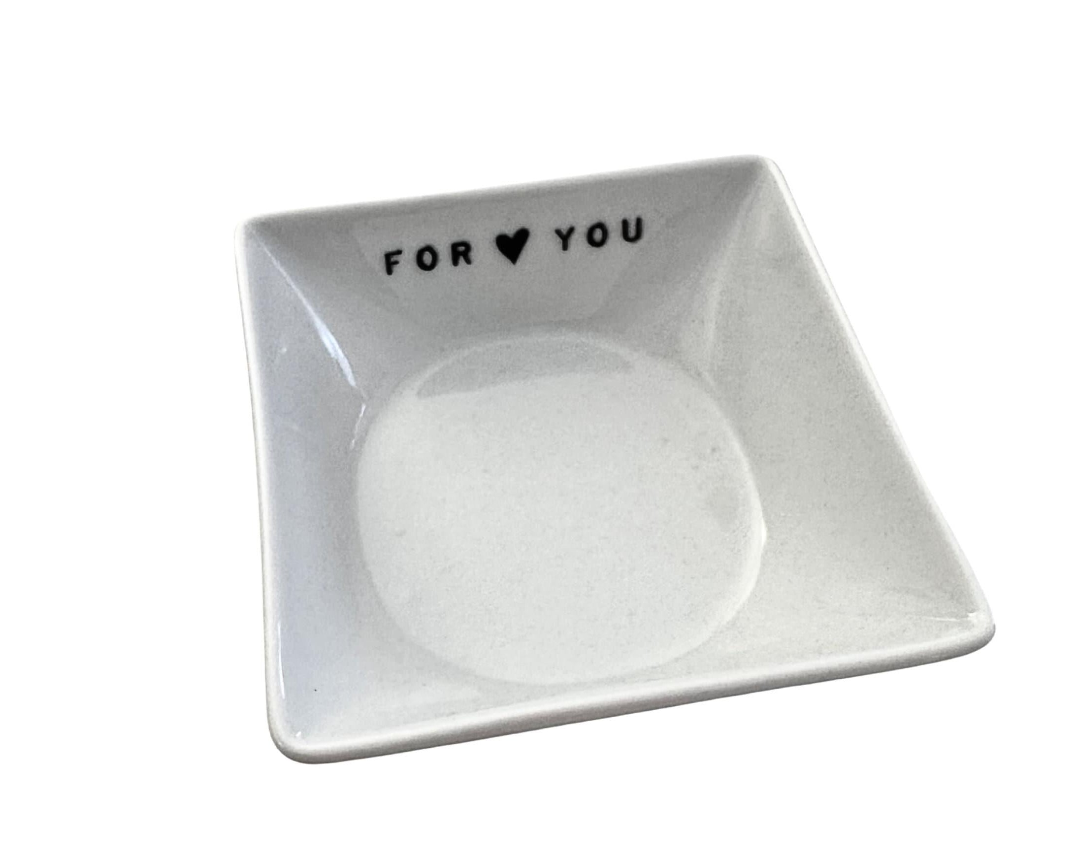 Schälchen aus weißem Porzellan | viereckig | For You - Roo's Gift Shop
