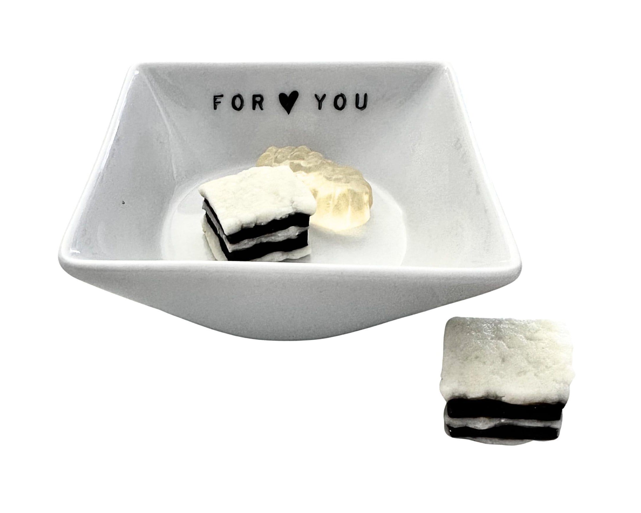 Schälchen aus weißem Porzellan | viereckig | For You - Roo's Gift Shop