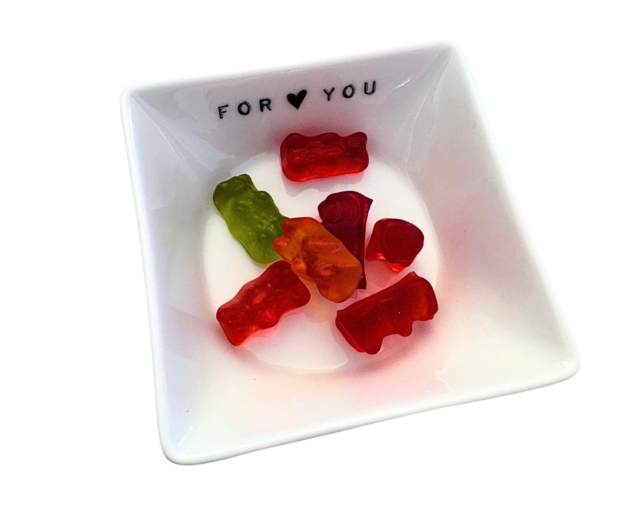 Schälchen aus weißem Porzellan | viereckig | For You - Roo's Gift Shop