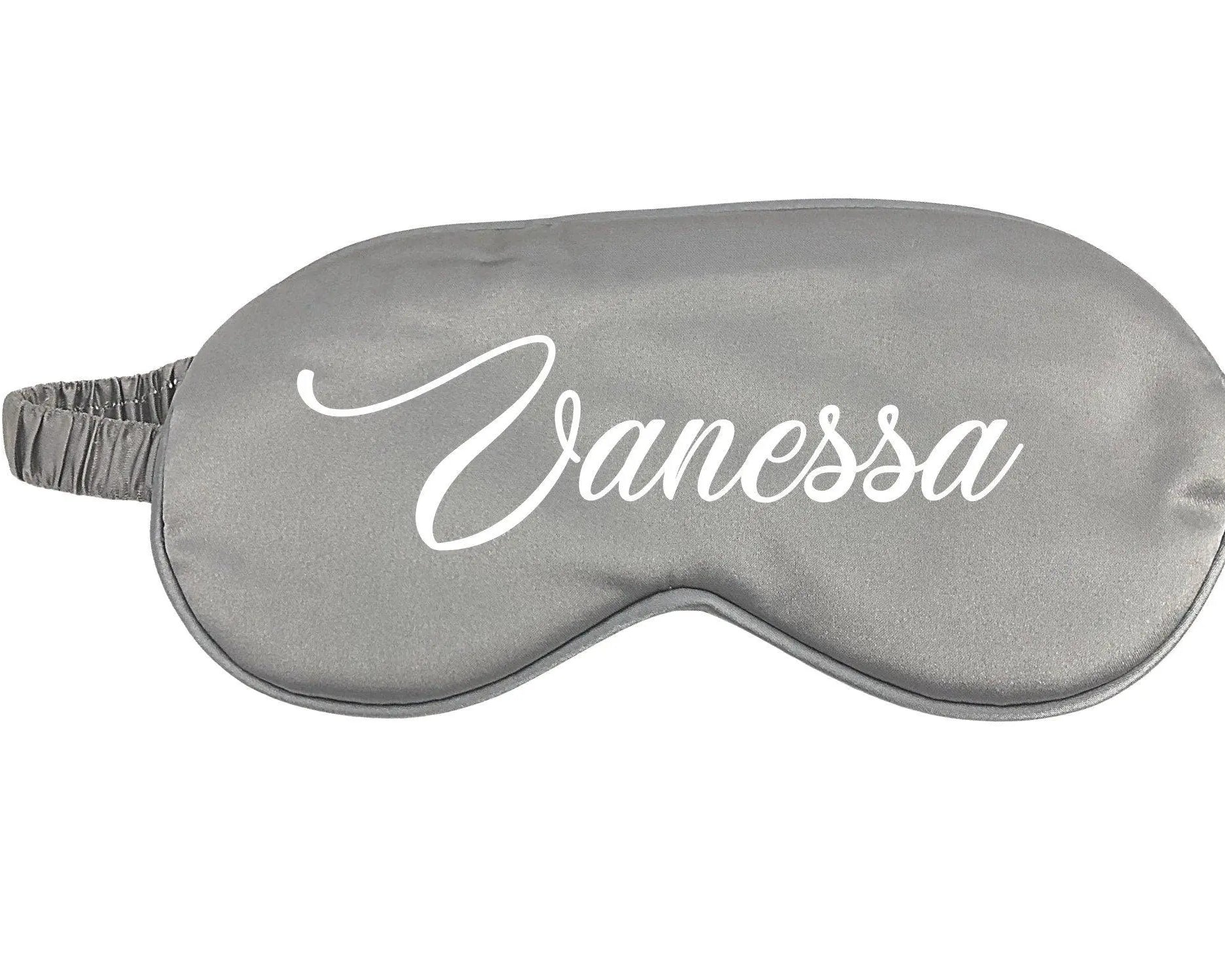 Schlafmaske | Reine Seide | Personalisierbar | silbergrau - Roo's Gift Shop