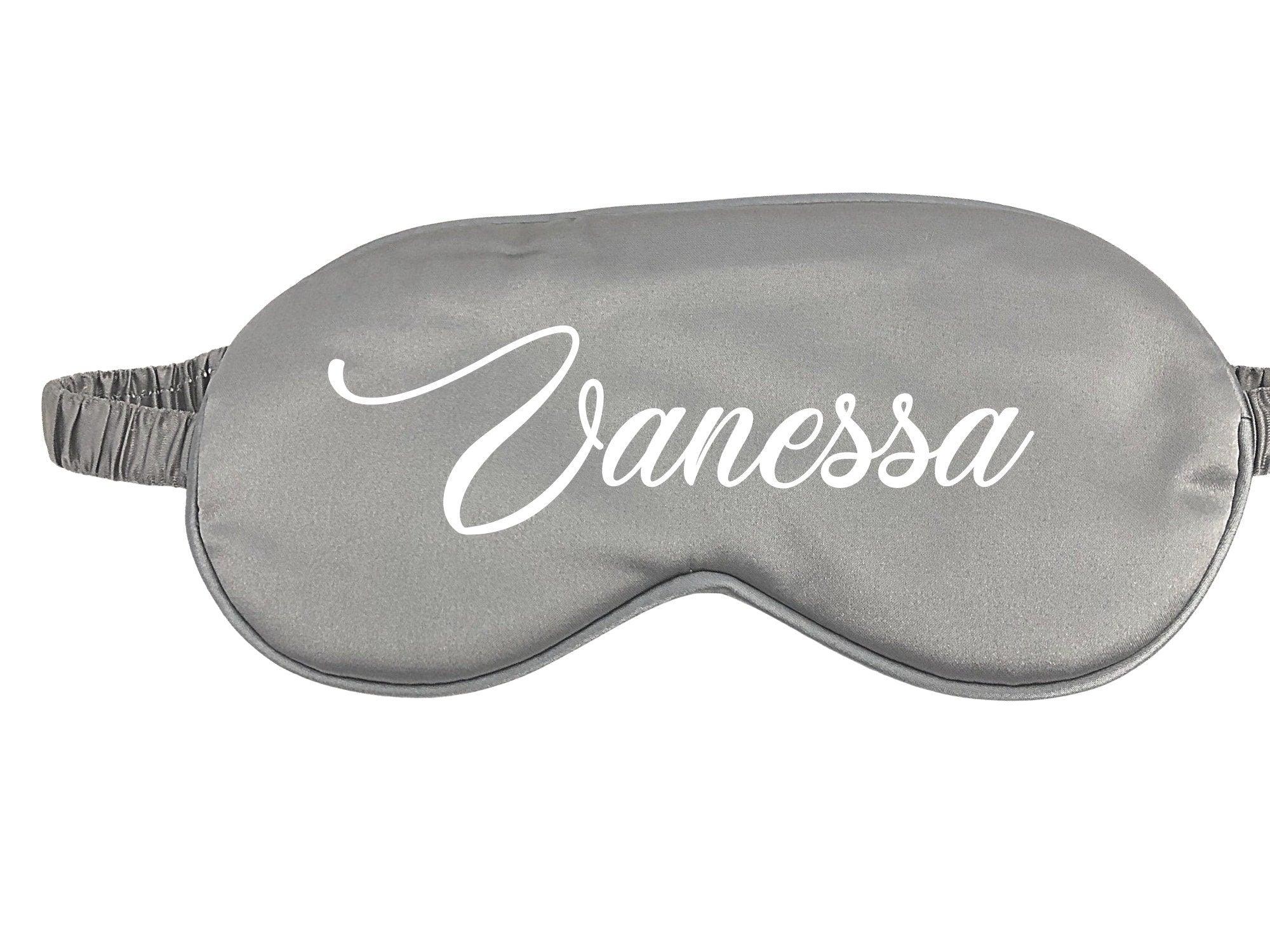 Schlafmaske | Reine Seide | Personalisierbar | silbergrau - Roo's Gift Shop