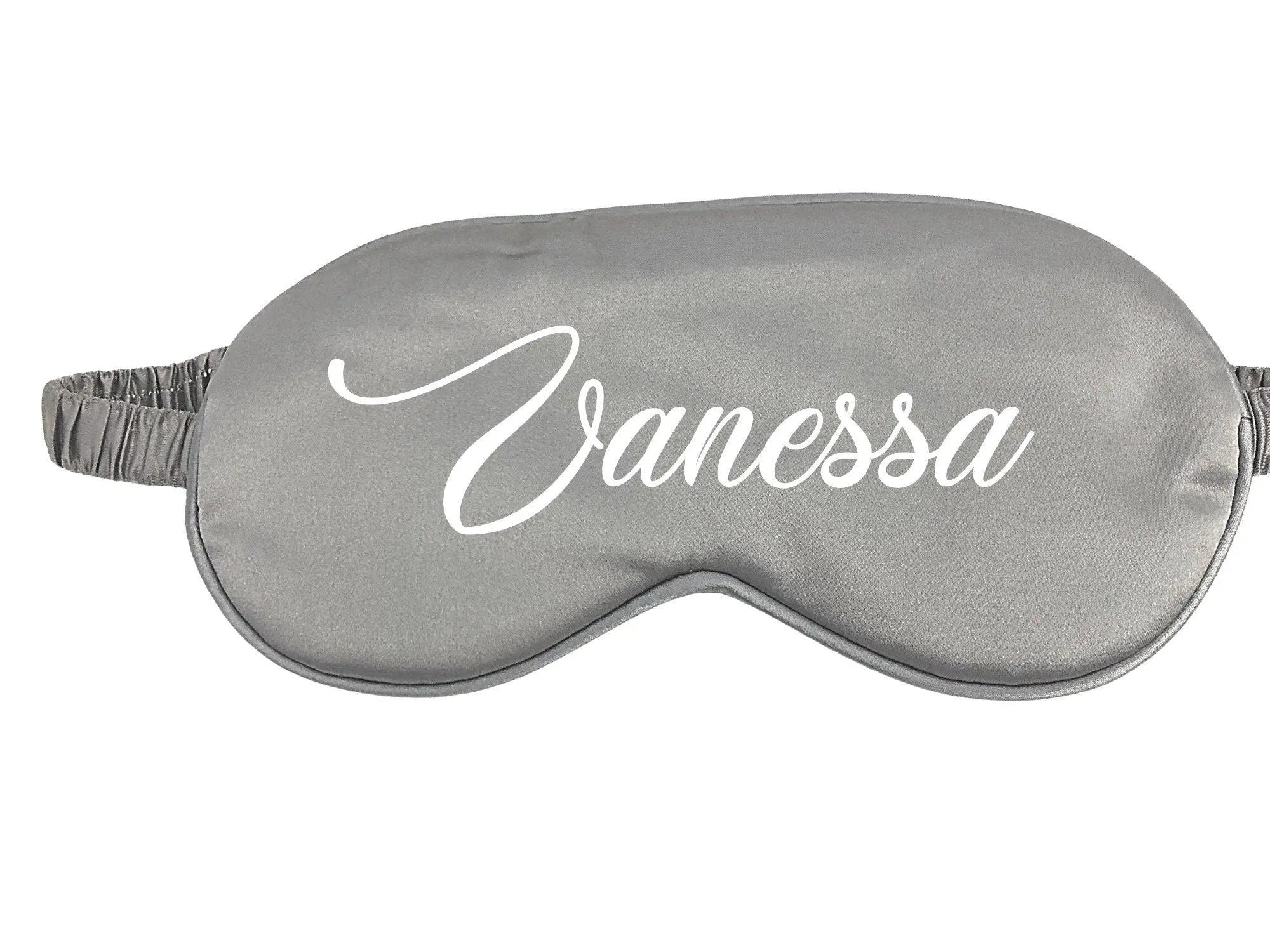 Schlafmaske | Reine Seide | Personalisierbar | silbergrau - Roo's Gift Shop
