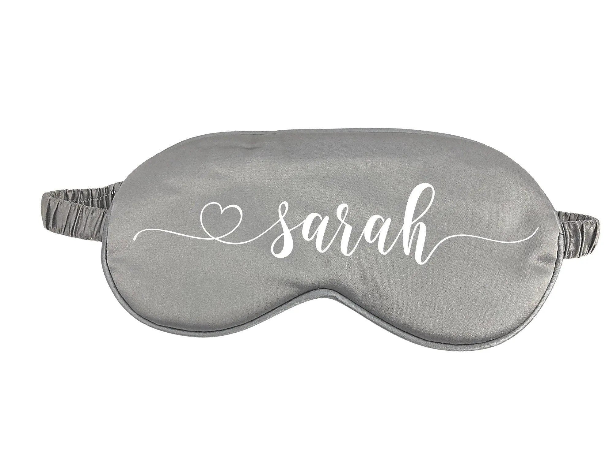 Schlafmaske | Reine Seide | Personalisierbar | silbergrau - Roo's Gift Shop