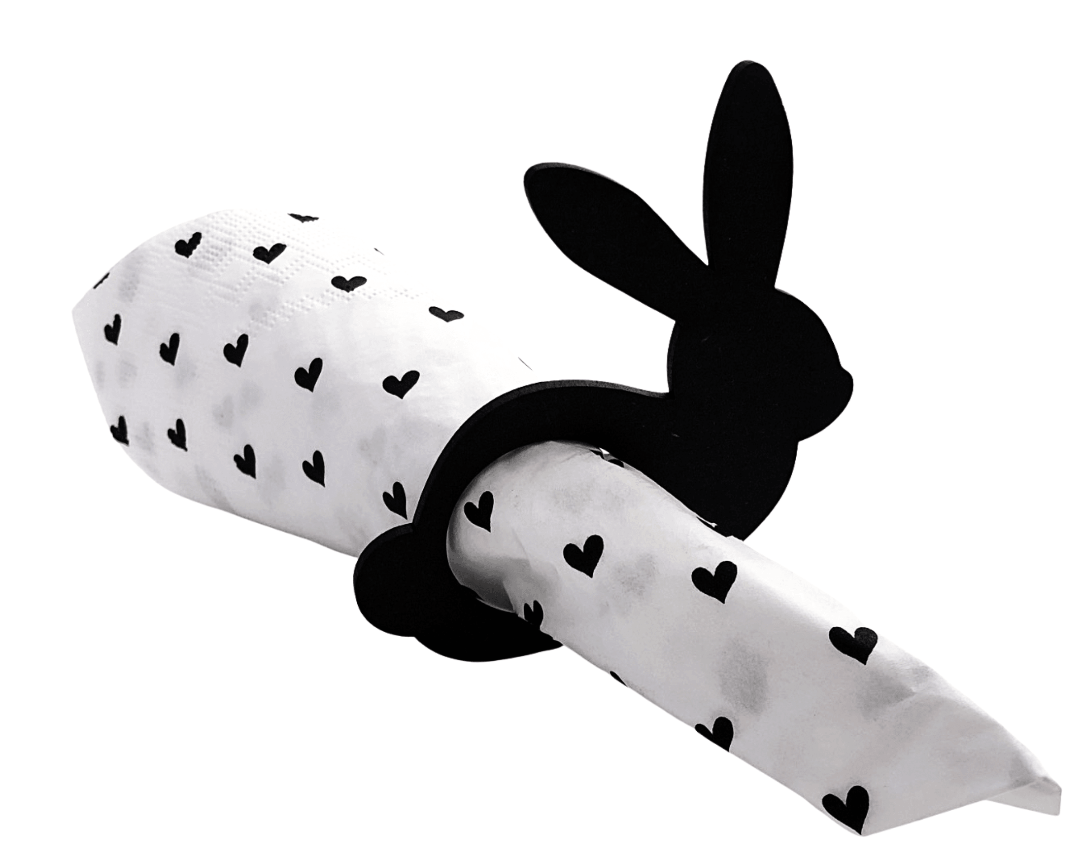 Schwarzer Serviettenring aus Holz | Hase | Skandi Style | Oster Deko - Roo's Gift Shop