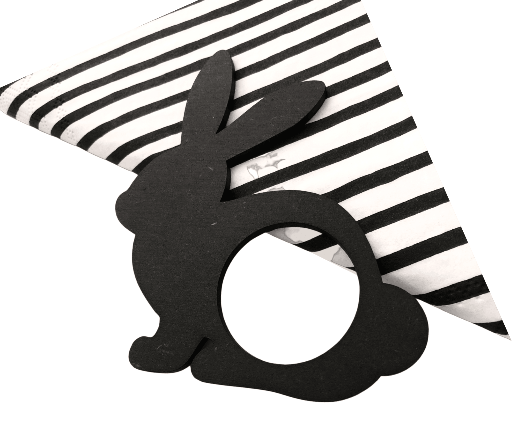 Schwarzer Serviettenring aus Holz | Hase | Skandi Style | Oster Deko - Roo's Gift Shop