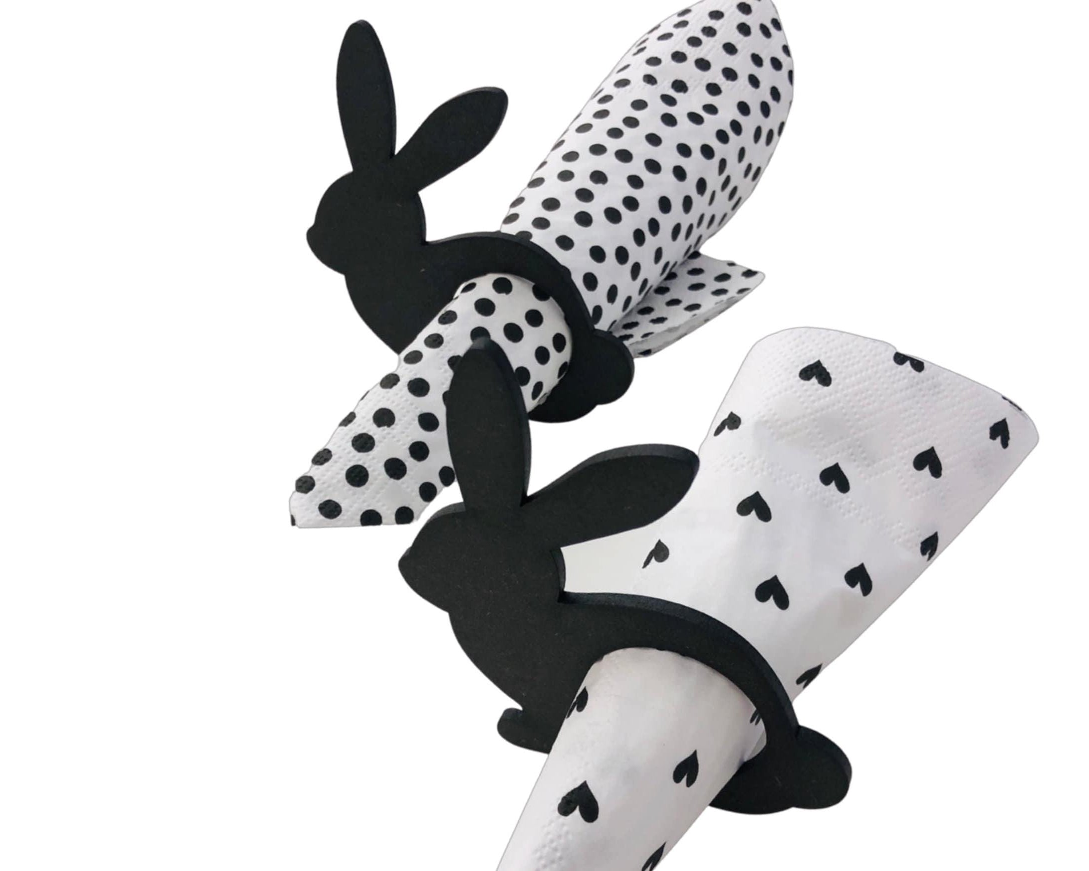 Schwarzer Serviettenring aus Hoz | Hase | Oster Deko - Roo's Gift Shop