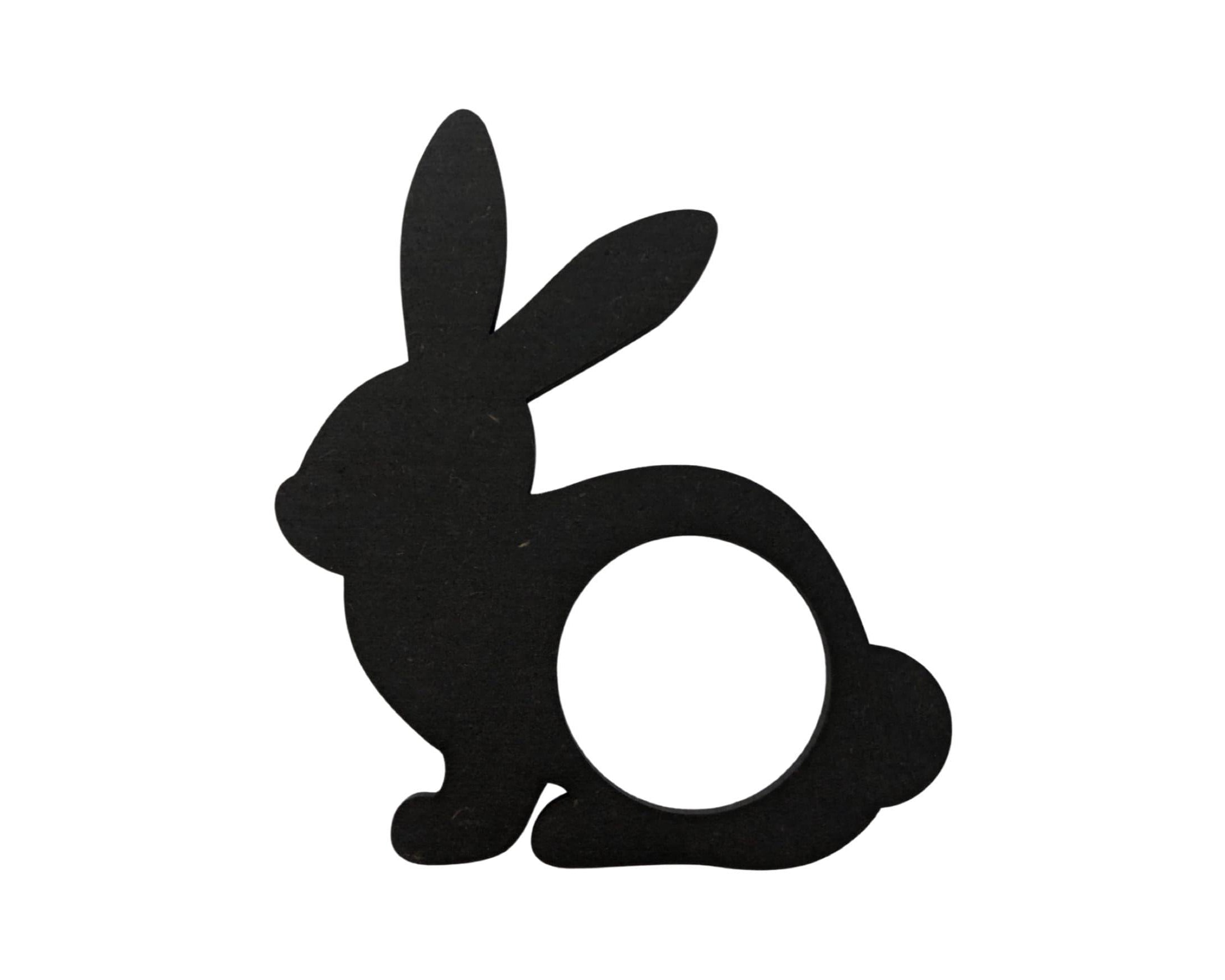 Schwarzer Serviettenring aus Hoz | Hase | Oster Deko - Roo's Gift Shop