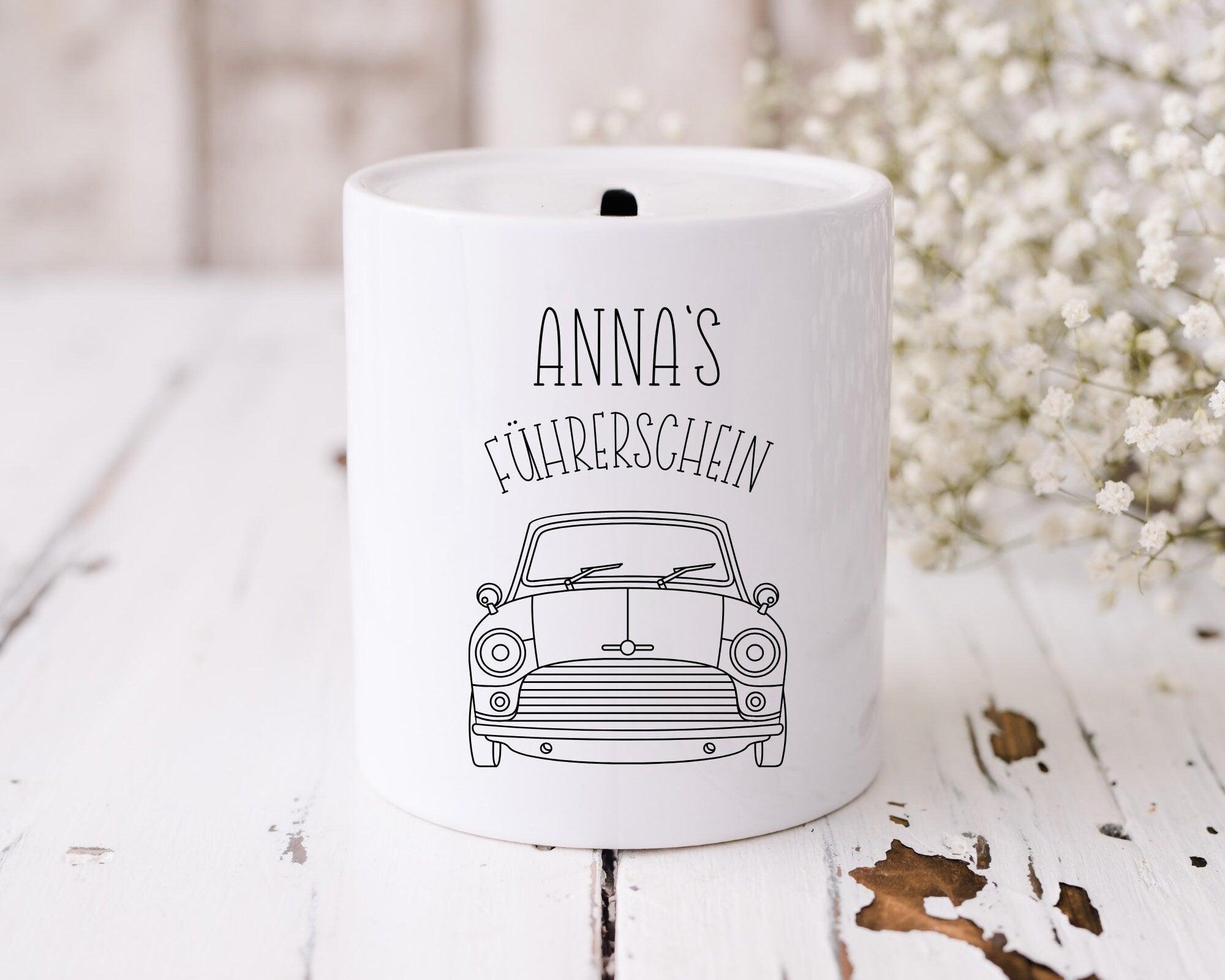 Spardose | Keramik | Sparschwein |statt Geld schenken | Führerschein - Roo's Gift Shop