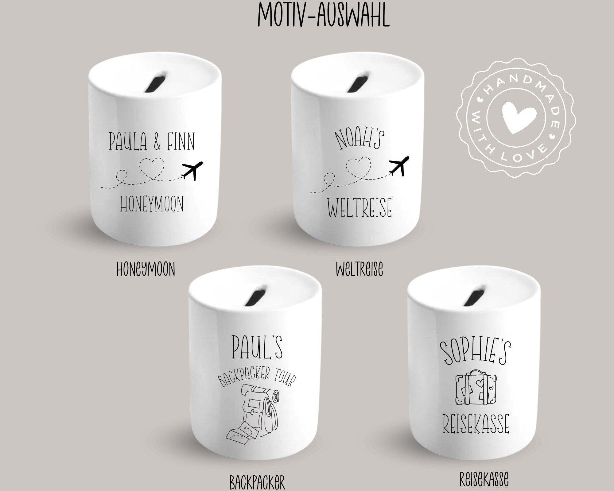 Spardose | personalisiert | Honeymoon Weltreise Backpacker - Roo's Gift Shop