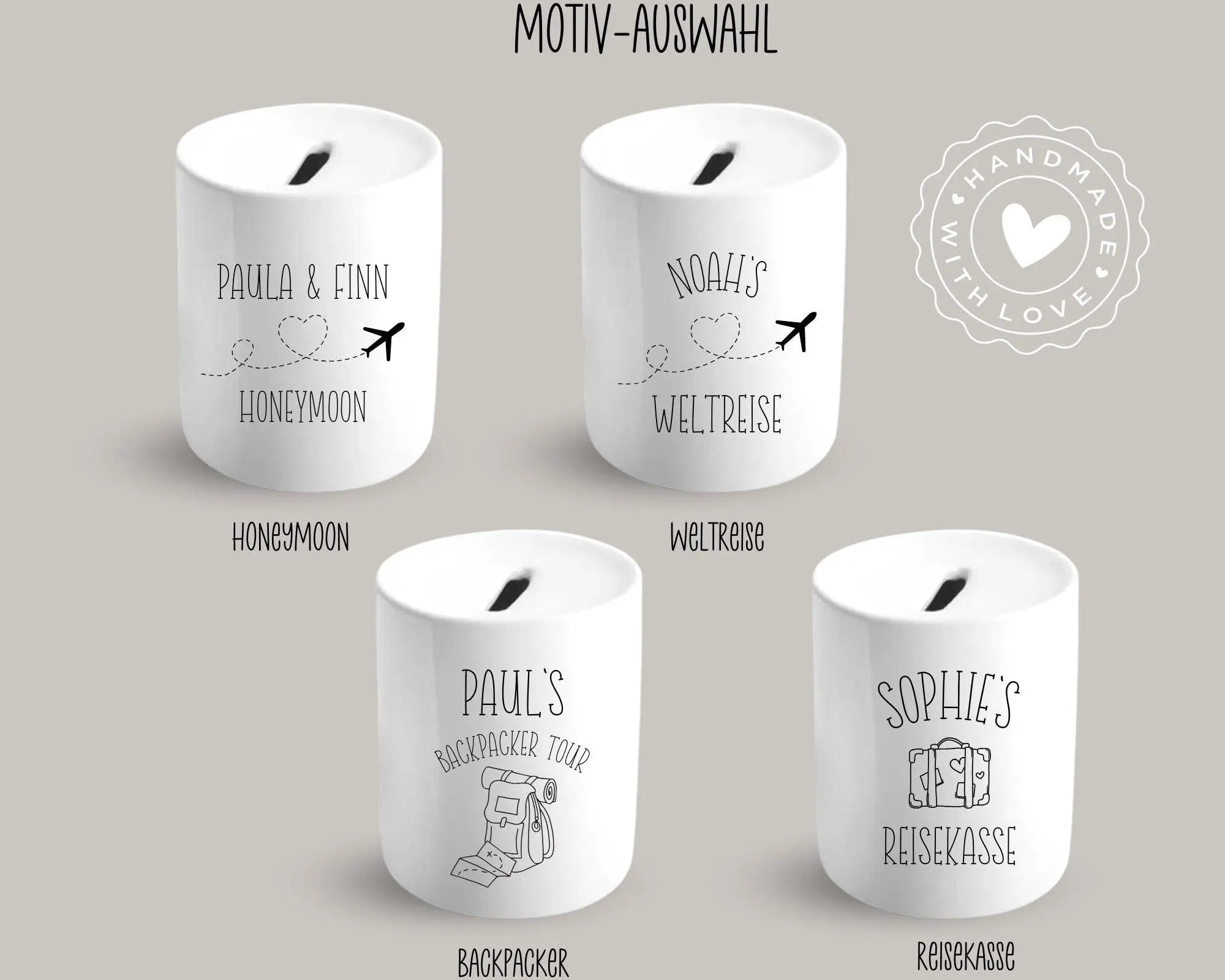 Spardose | personalisiert | Honeymoon Weltreise Backpacker - Roo's Gift Shop