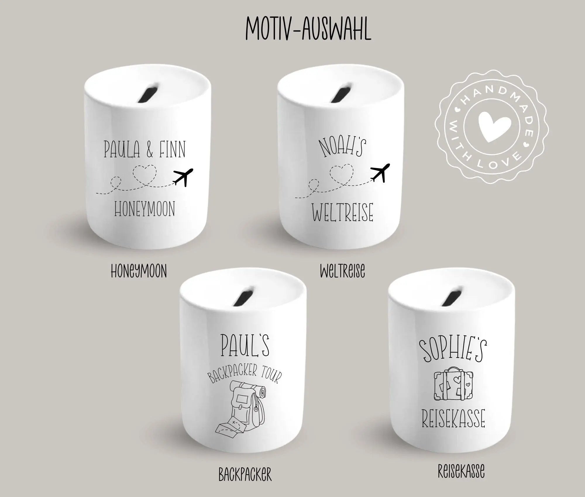 Spardose | personalisiert | Honeymoon Weltreise Backpacker - Roo's Gift Shop