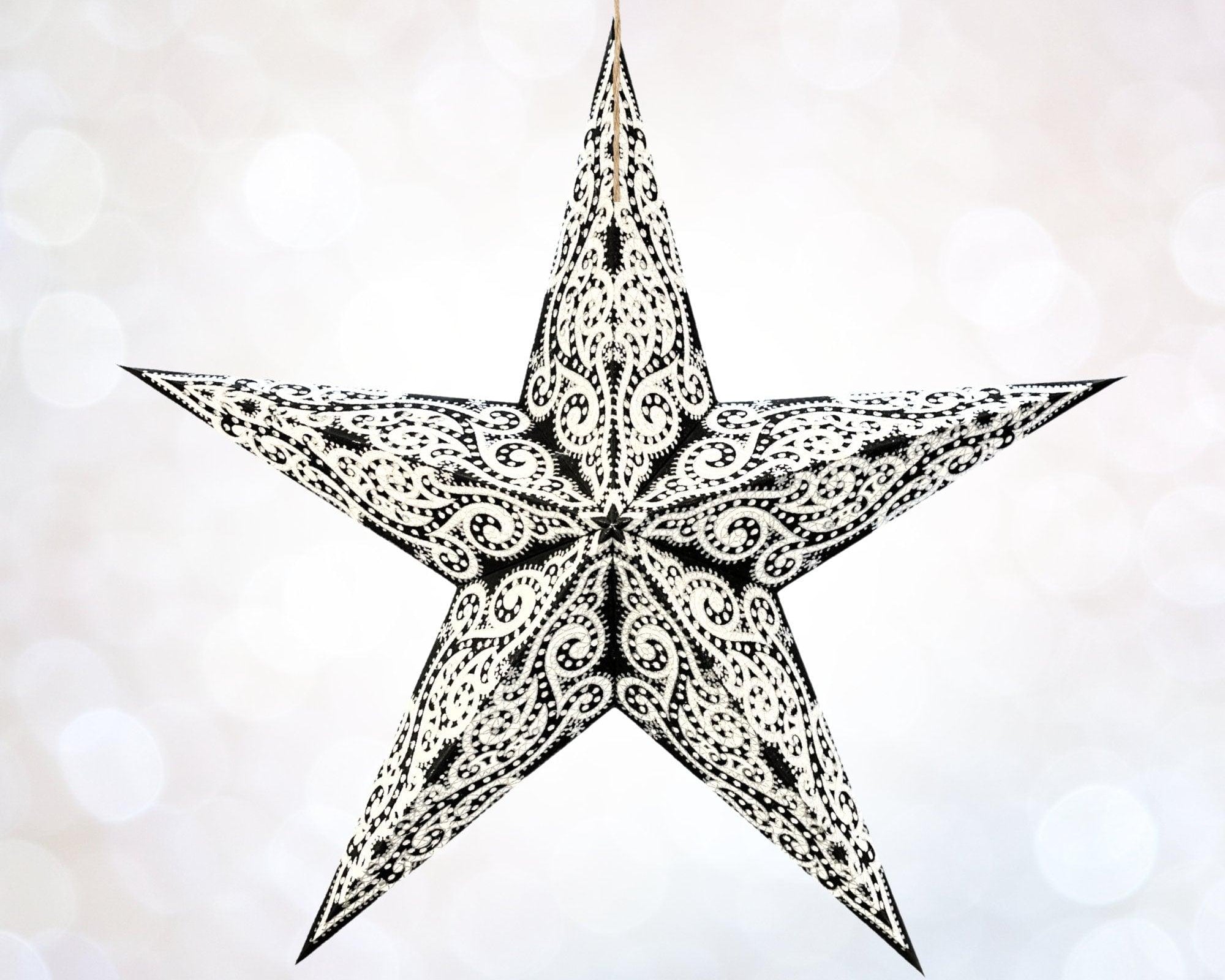 Stern | Papier | Weihnachtsdeko | Fensterdeko | schwarz silber Glitzer - Roo's Gift Shop