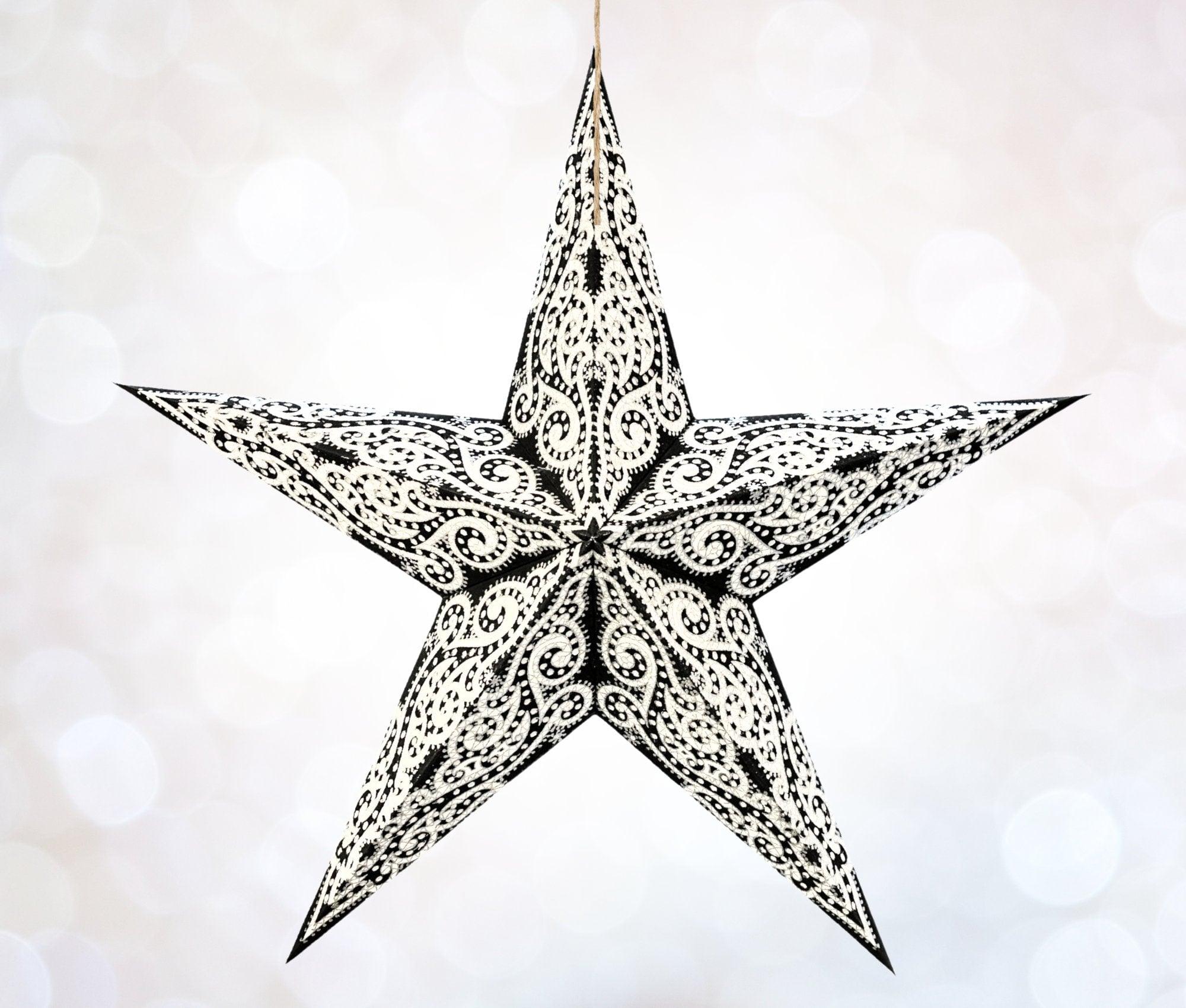 Stern | Papier | Weihnachtsdeko | Fensterdeko | schwarz silber Glitzer - Roo's Gift Shop