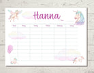 Stundenplan | personalisiert | Einhorn rosa - Roo's Gift Shop