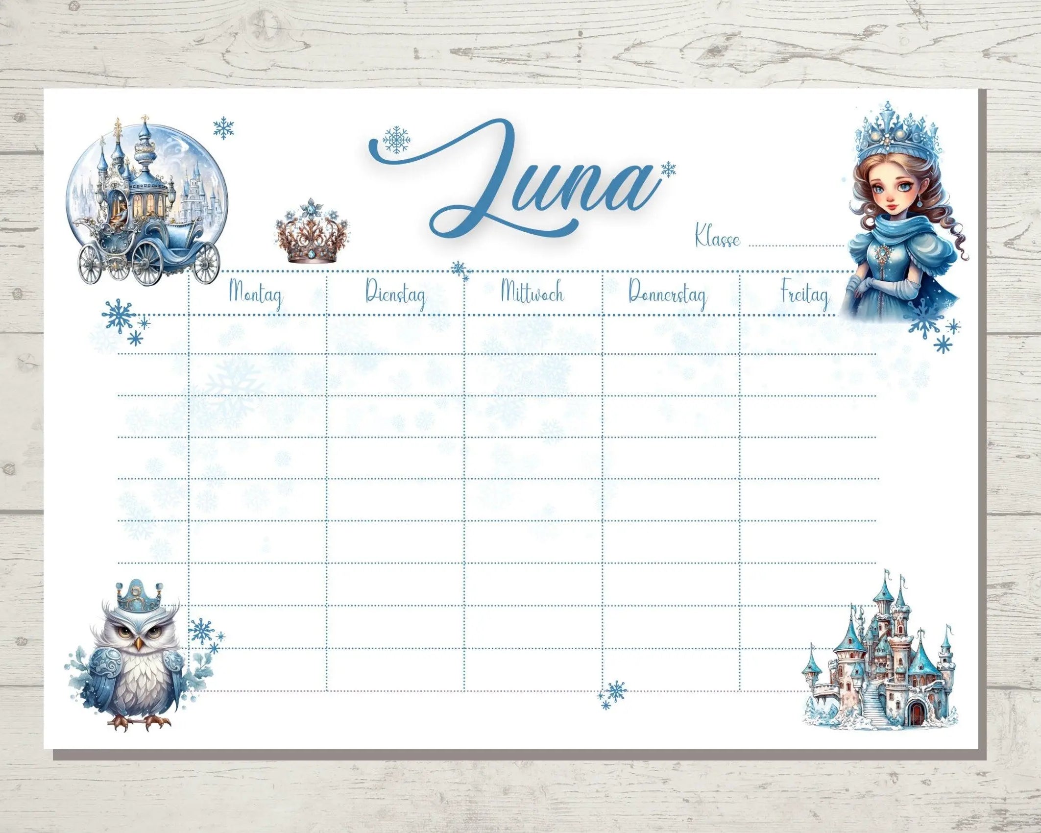 Stundenplan | personalisiert | Eisprinzessin - Roo's Gift Shop