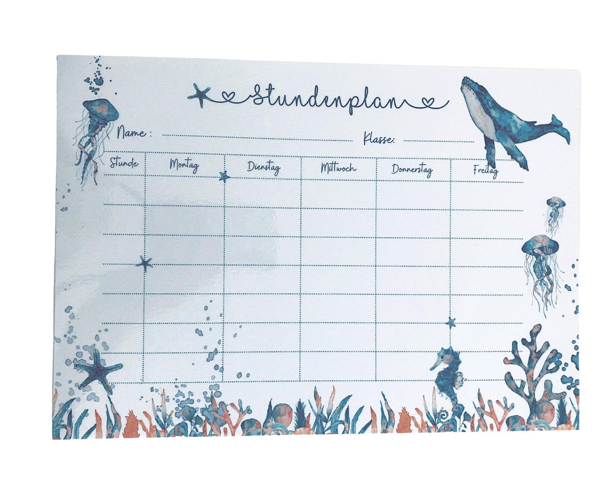 Stundenplan | personalisiert | Meerestiere - Roo's Gift Shop