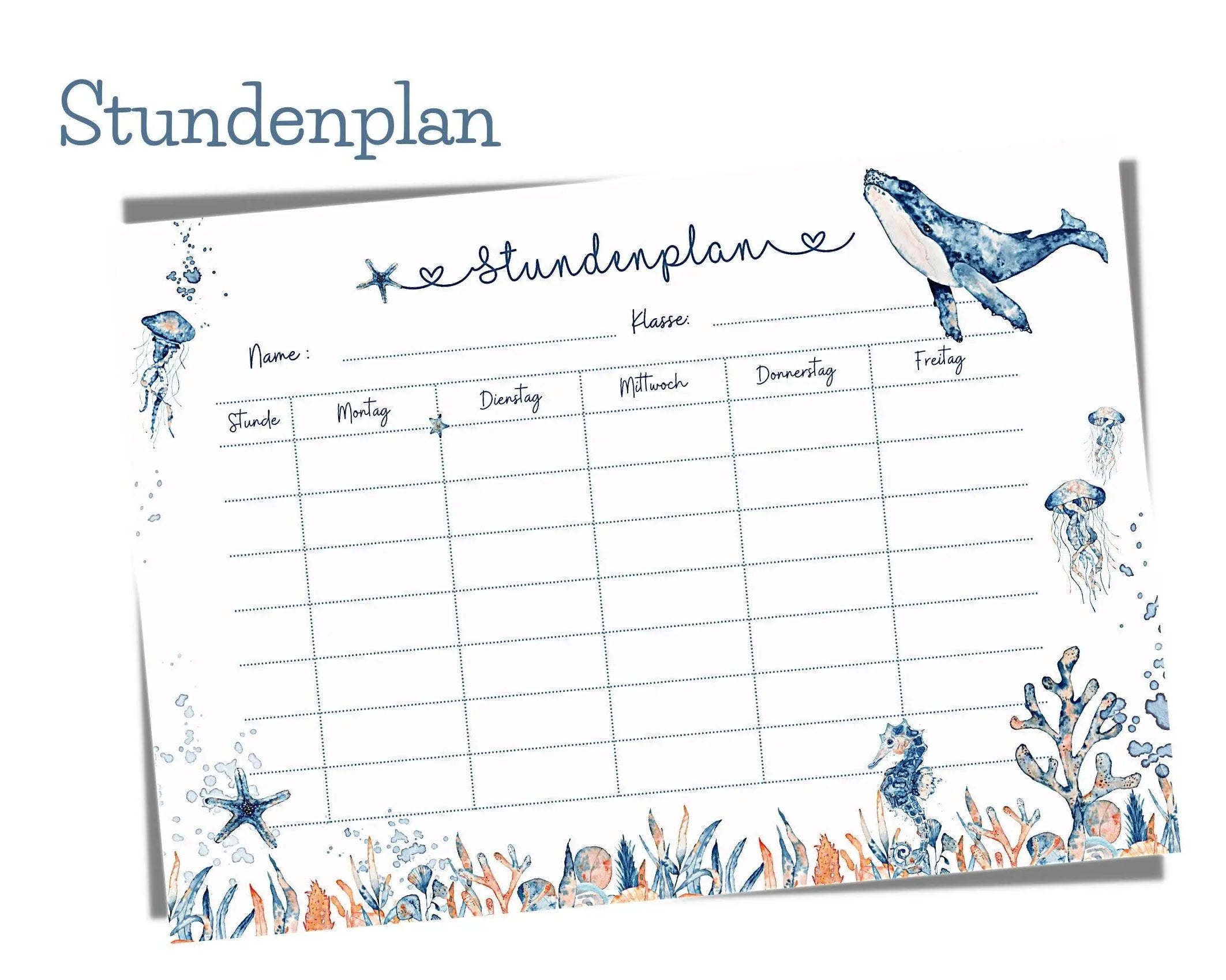 Stundenplan | personalisiert | Meerestiere - Roo's Gift Shop