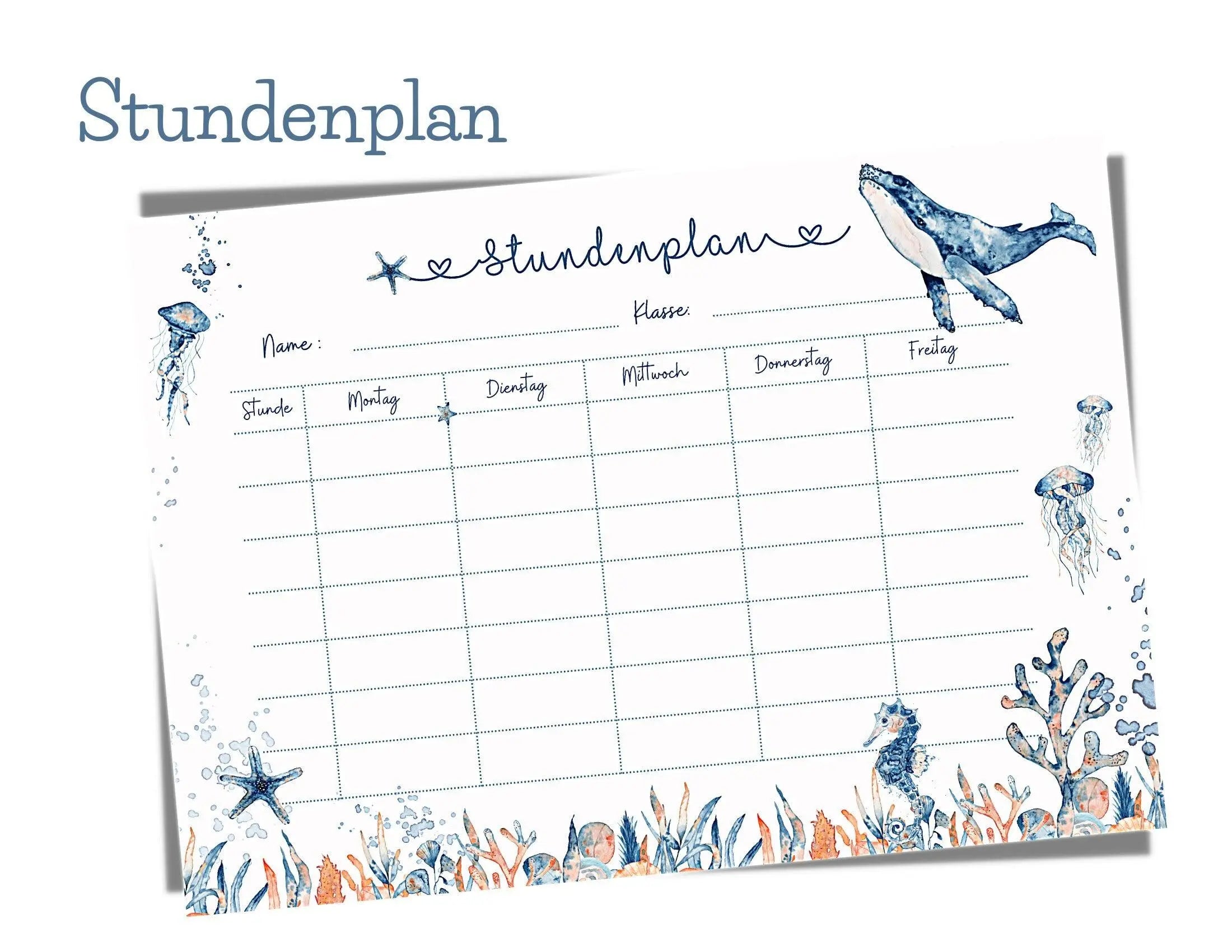 Stundenplan | personalisiert | Meerestiere - Roo's Gift Shop
