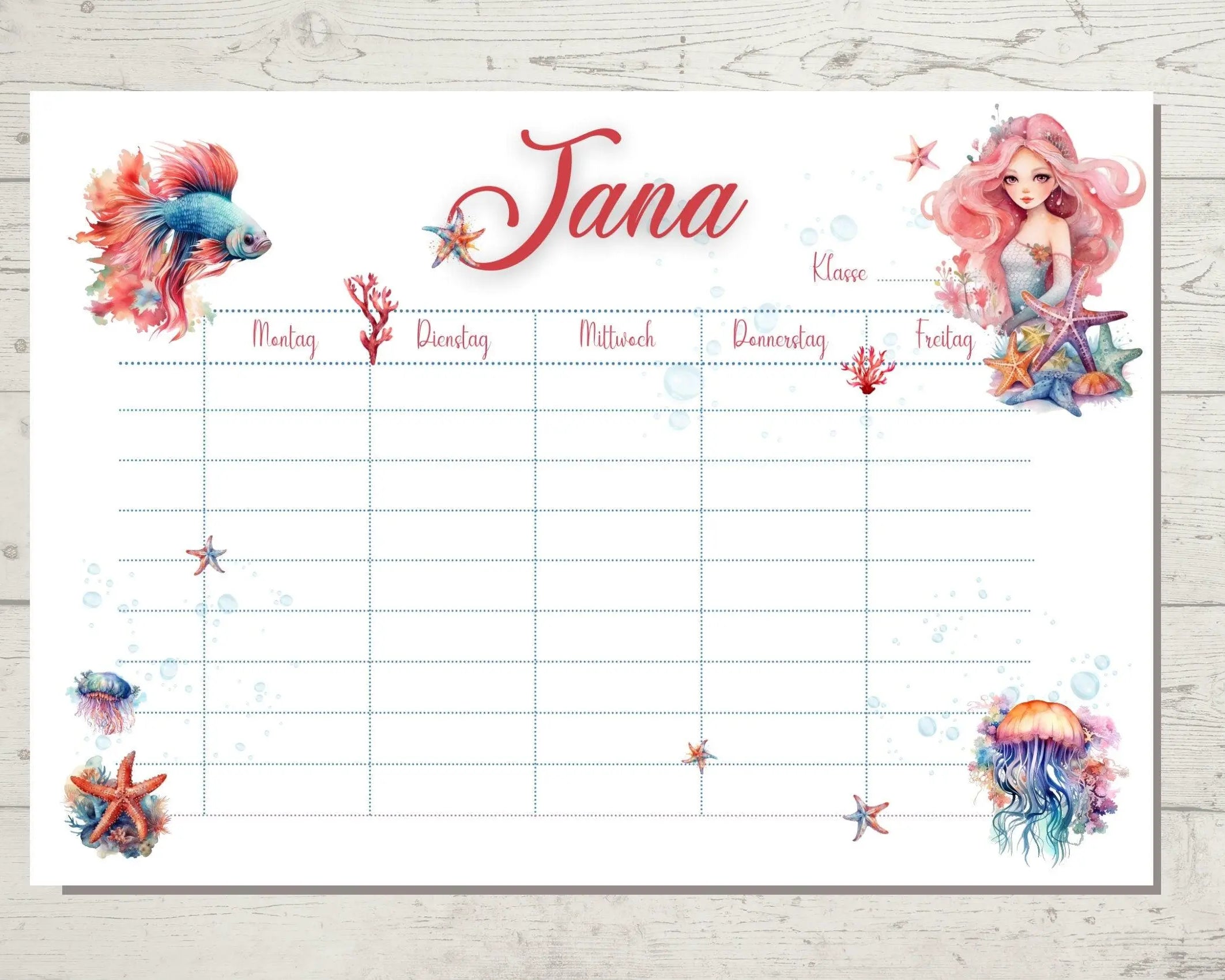 Stundenplan | personalisiert | Meerjungfrau - Roo's Gift Shop
