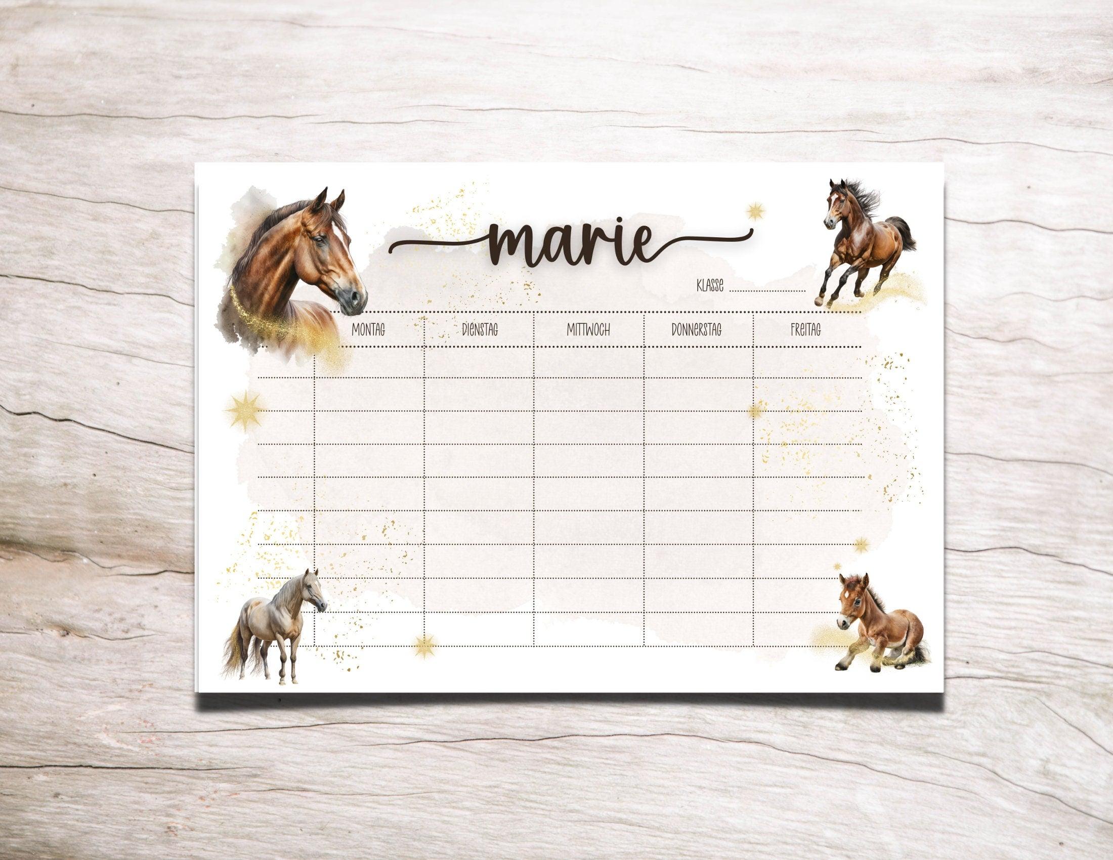 Stundenplan | personalisiert | Pferde Goldstaub Sterne - Roo's Gift Shop