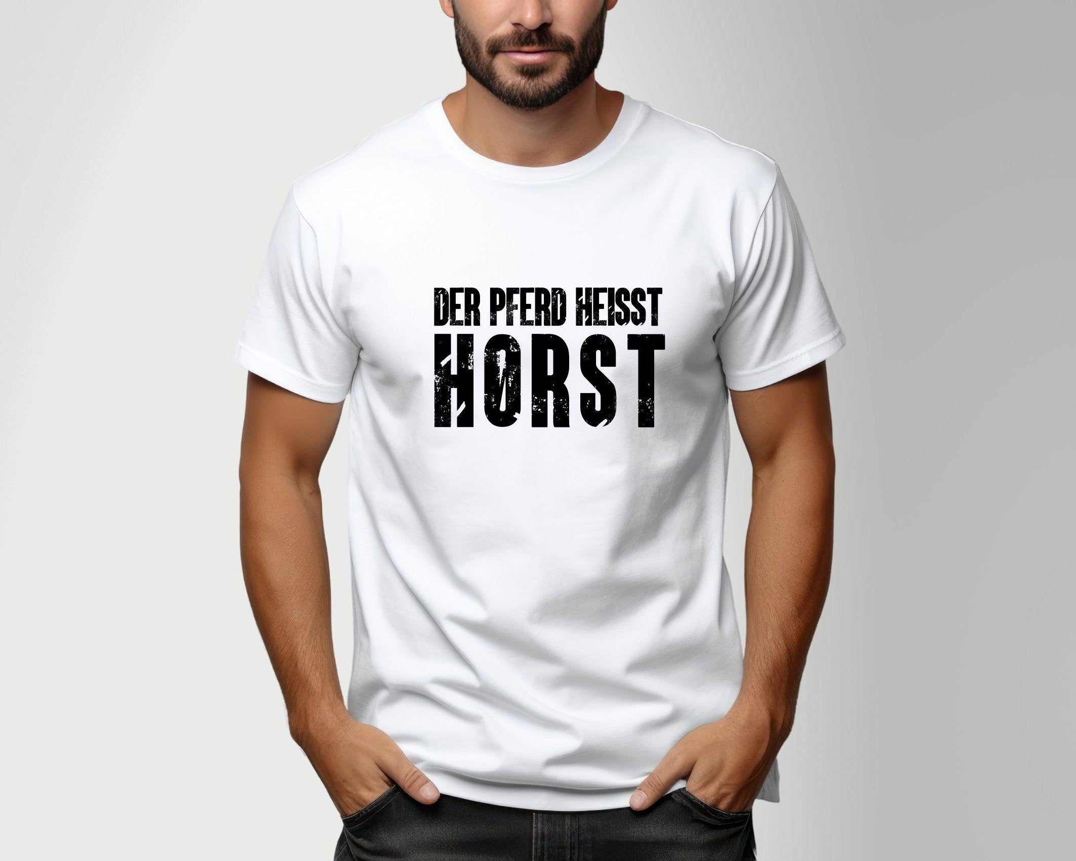 T-Shirt Herren | Der Pferd heißt Horst | in schwarz oder weiß - Roo's Gift Shop