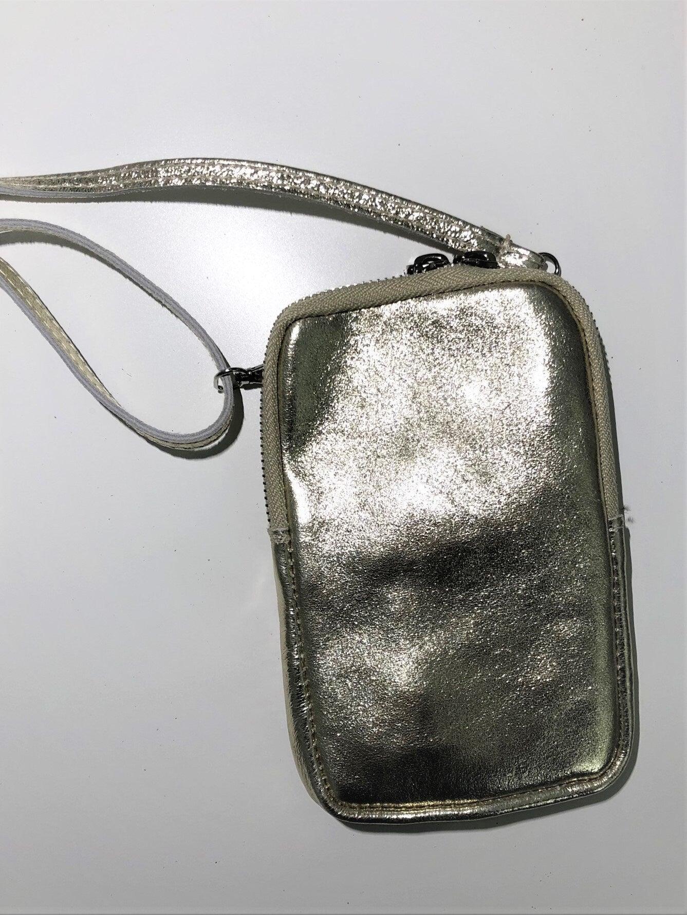 Tasche Handy | Echt Leder | Handytasche | gold - Roo's Gift Shop