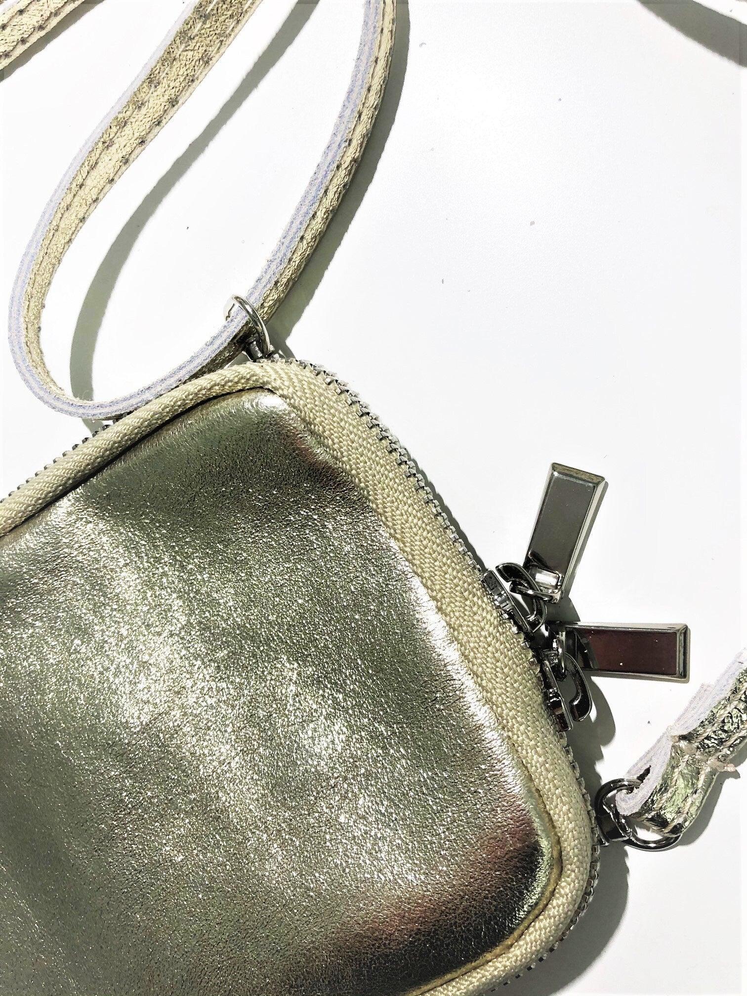 Tasche Handy | Echt Leder | Handytasche | gold - Roo's Gift Shop