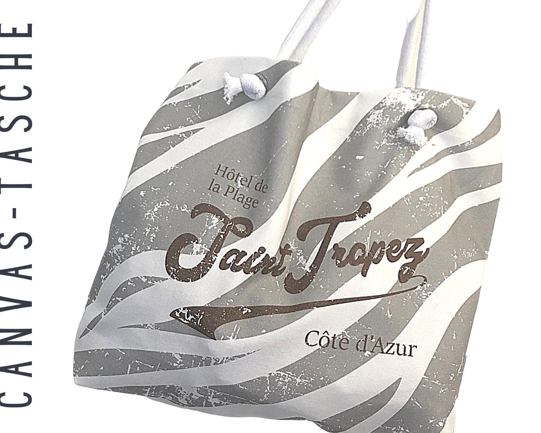 Tasche | Canvas "Saint Tropez Zebra" | Shopper Beach Bag - Roo's Gift Shop
