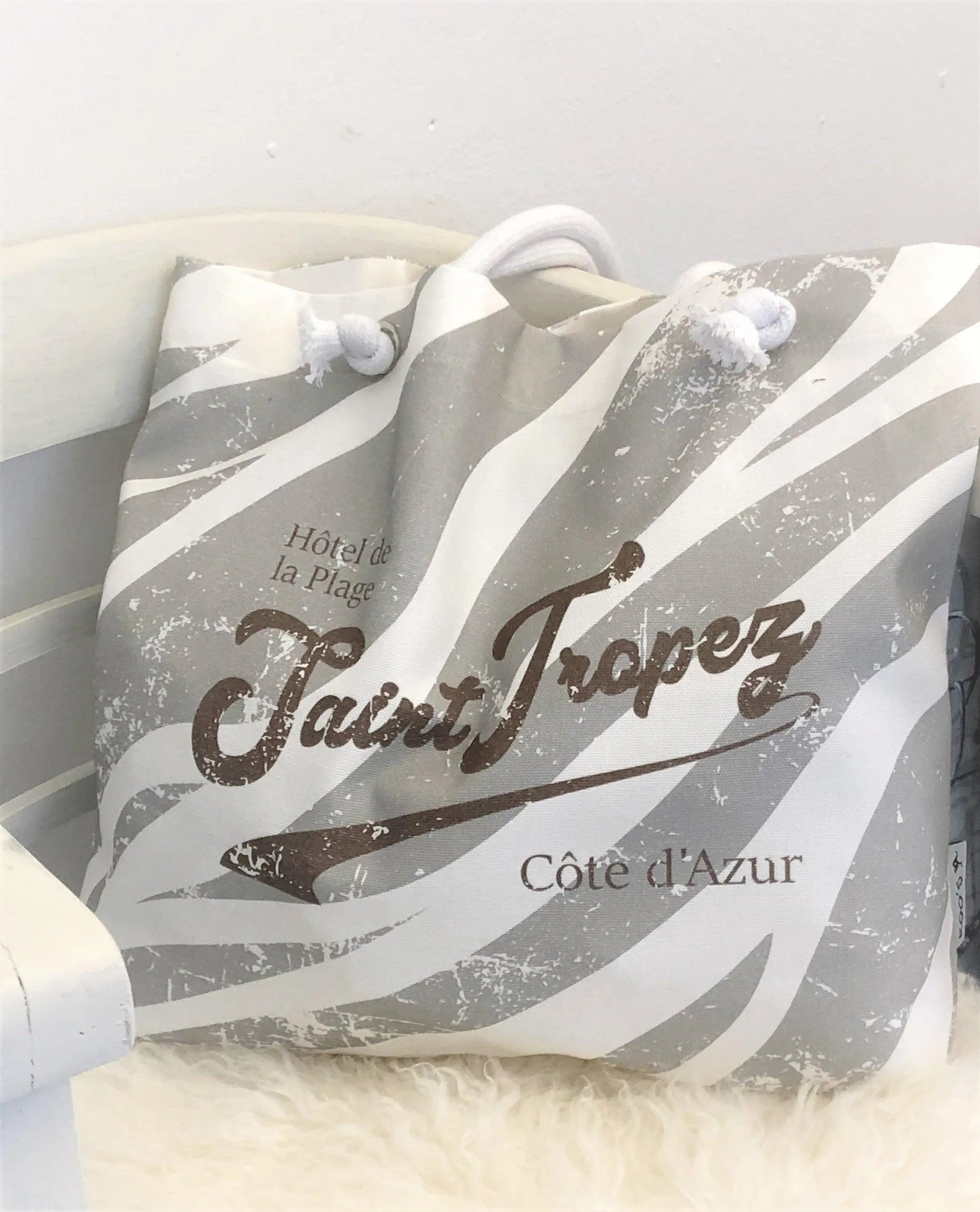 Tasche | Canvas "Saint Tropez Zebra" | Shopper Beach Bag - Roo's Gift Shop