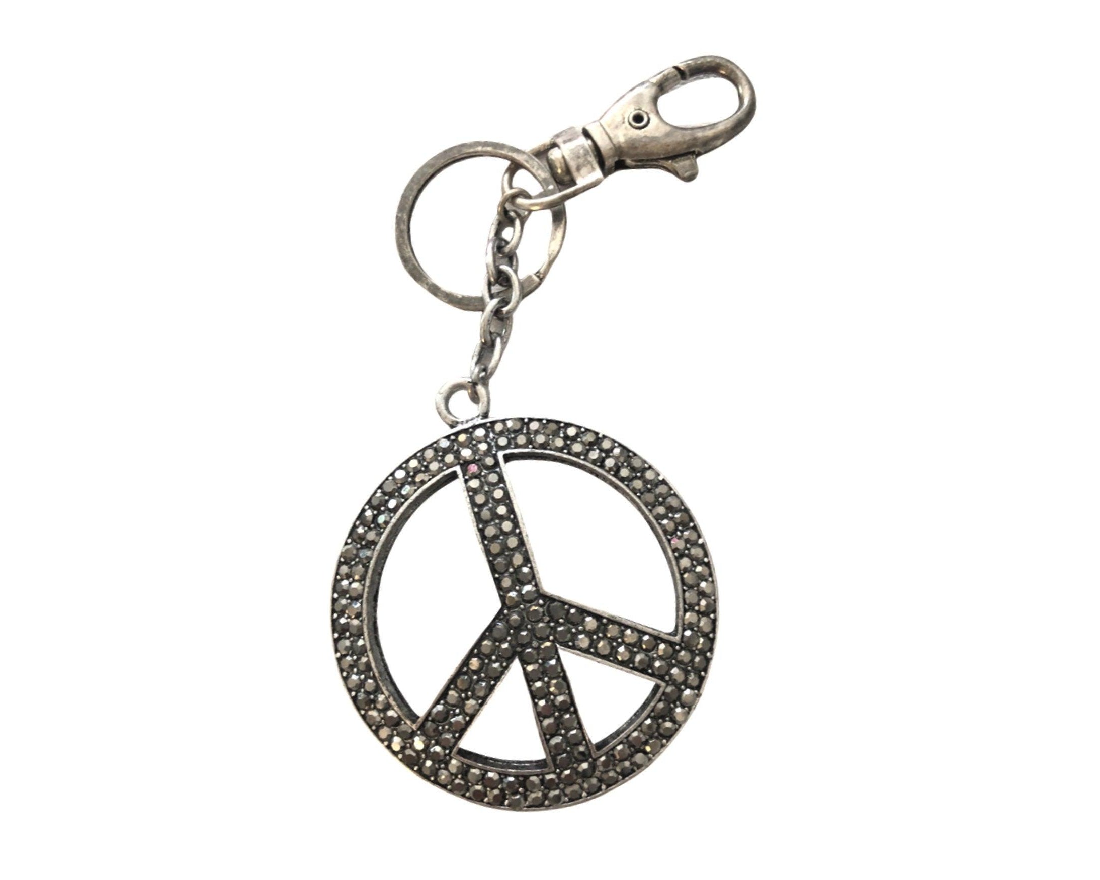 Taschenanhänger | Peace Zeichen | Strass - Roo's Gift Shop