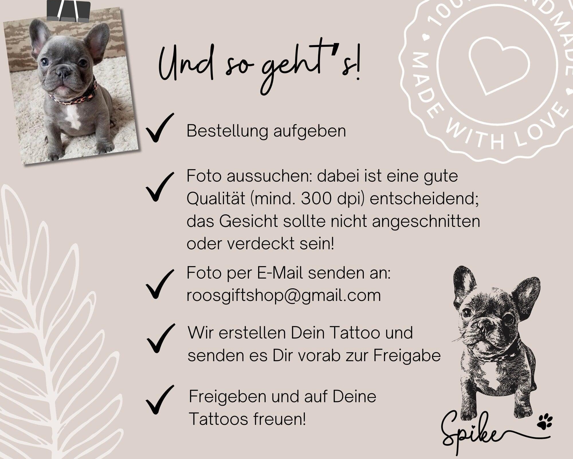 Tattoo | Hund | temporäres Tattoo mit Namen | 3er Set - Roo's Gift Shop