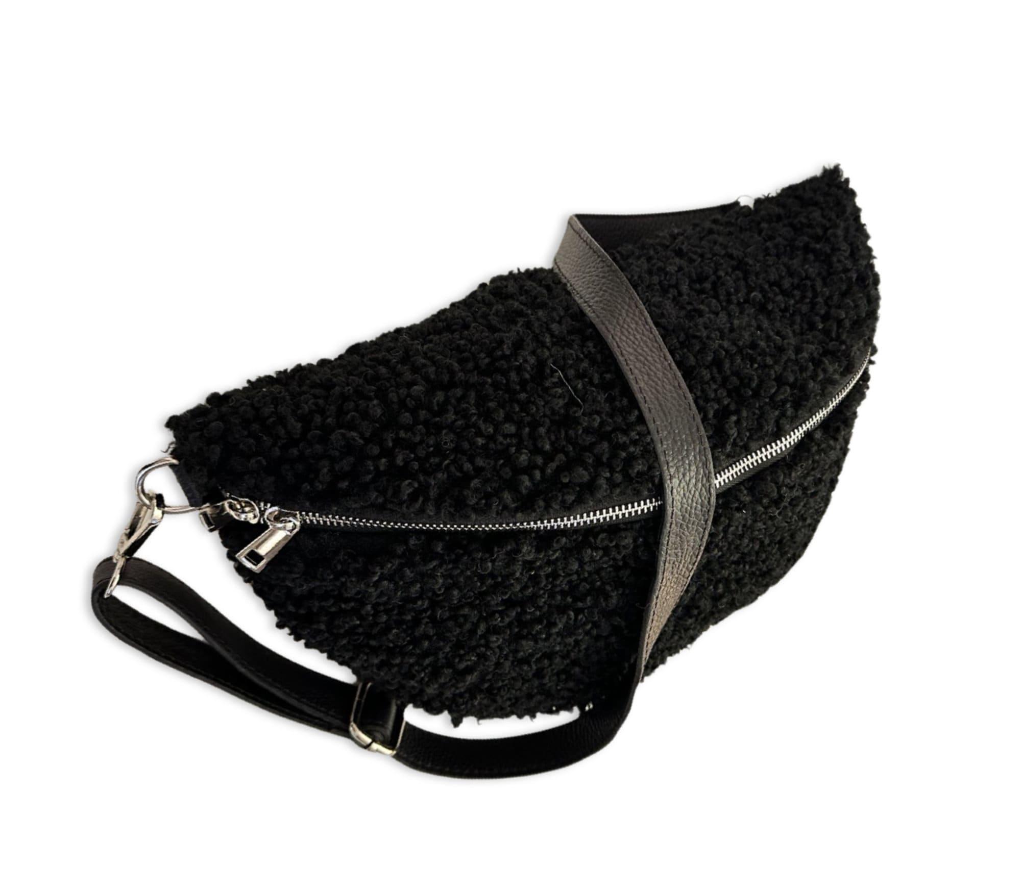 Teddytasche als große Bauchtasche | Cross Body | schwarz oder beige - Roo's Gift Shop