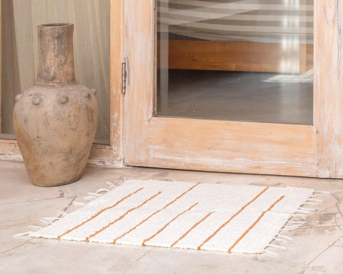 Teppich aus weißer Baumwolle GIANYAR - Roo's Gift Shop