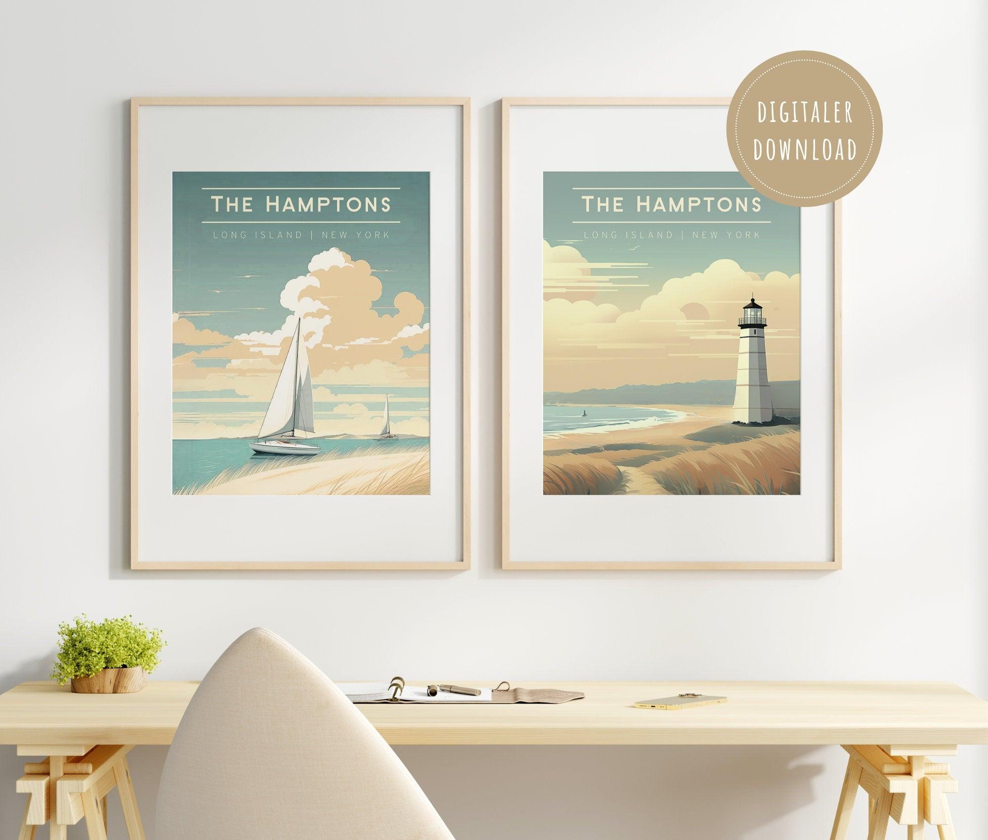 The Hamptons | Poster Serie Retro Travel Poster | Digitaler Download | Set mit 2 Motiven - Roo's Gift Shop