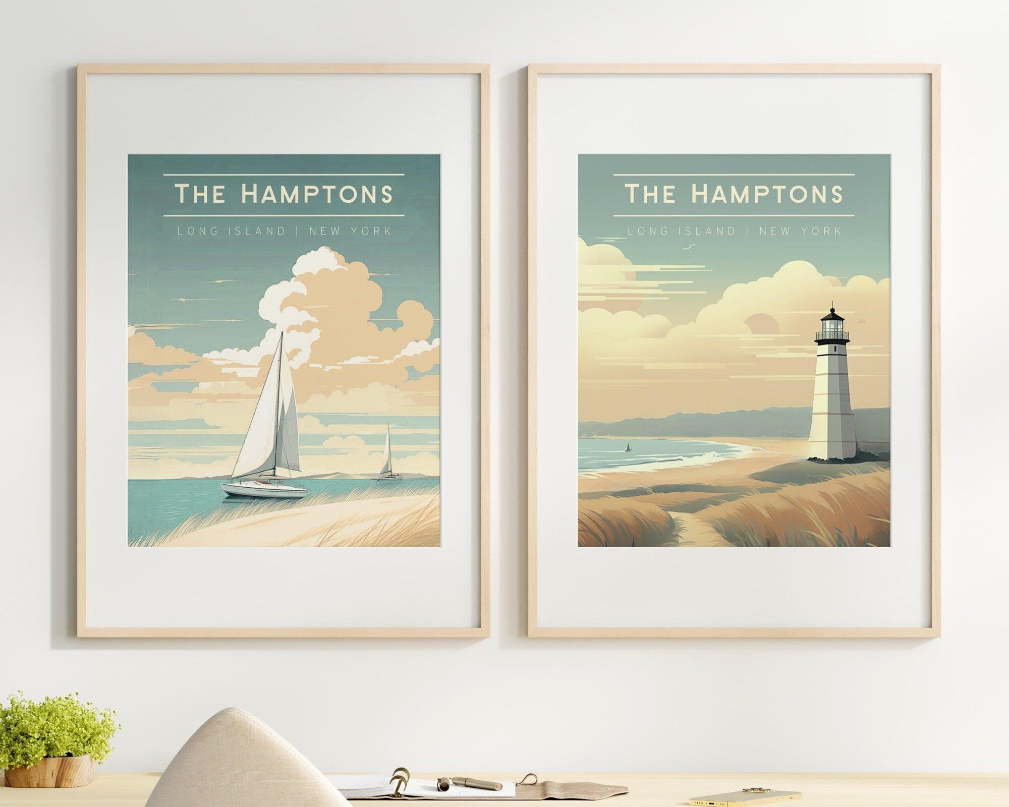 The Hamptons | Poster Serie Retro Travel Poster | Digitaler Download | Set mit 2 Motiven - Roo's Gift Shop