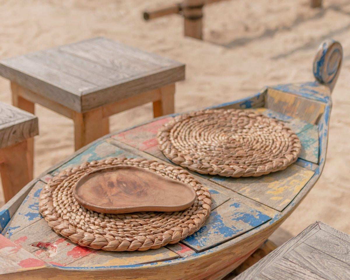Tisch-Set PANDAWA | Boho Platzmatte Wasserhyzinthe (Set 2, 4 o. 6) - Roo's Gift Shop