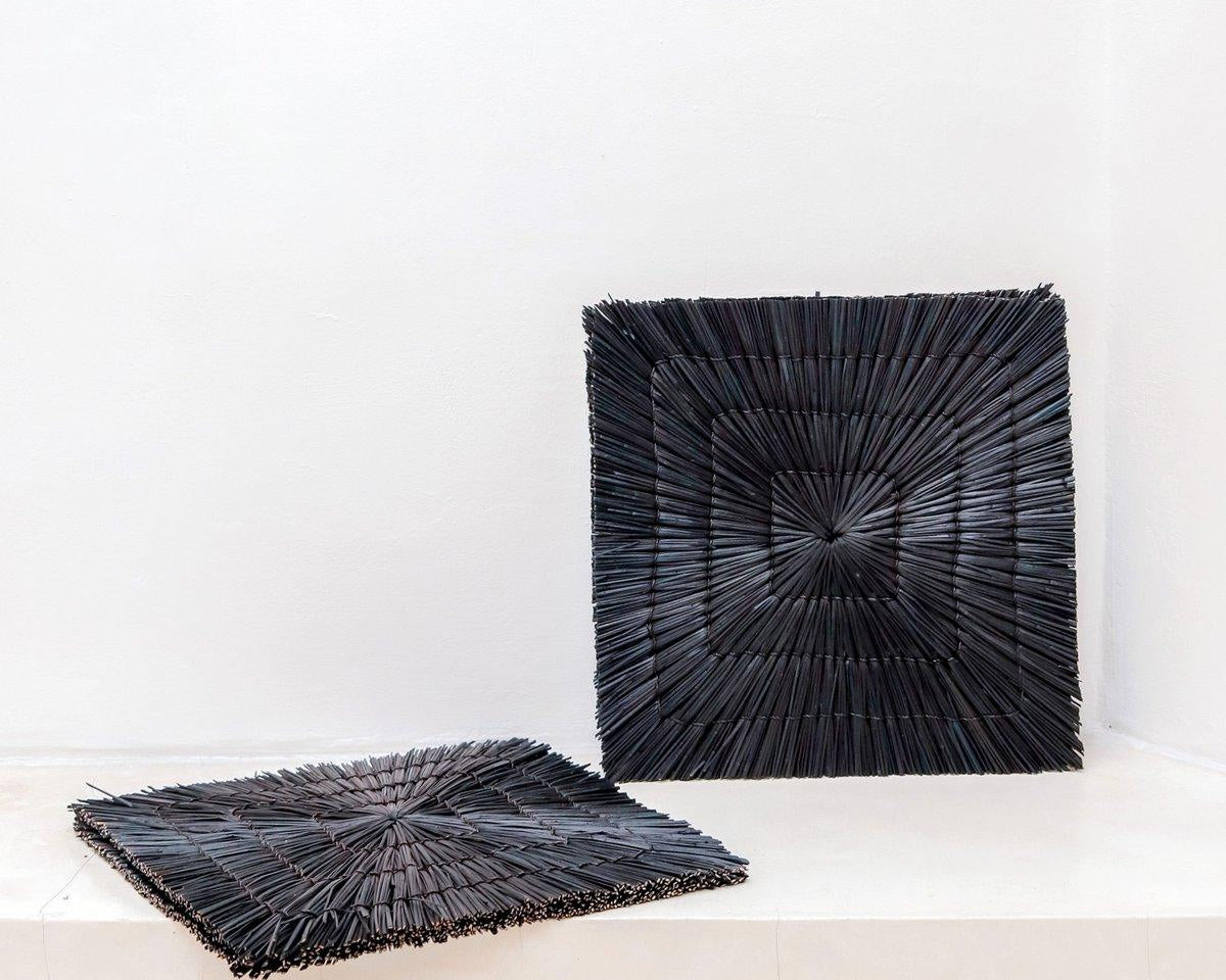 Tischsets aus Seegras VARNA | schwarzes rechteckiges Set (2, 4 oder 6 St.) - Roo's Gift Shop