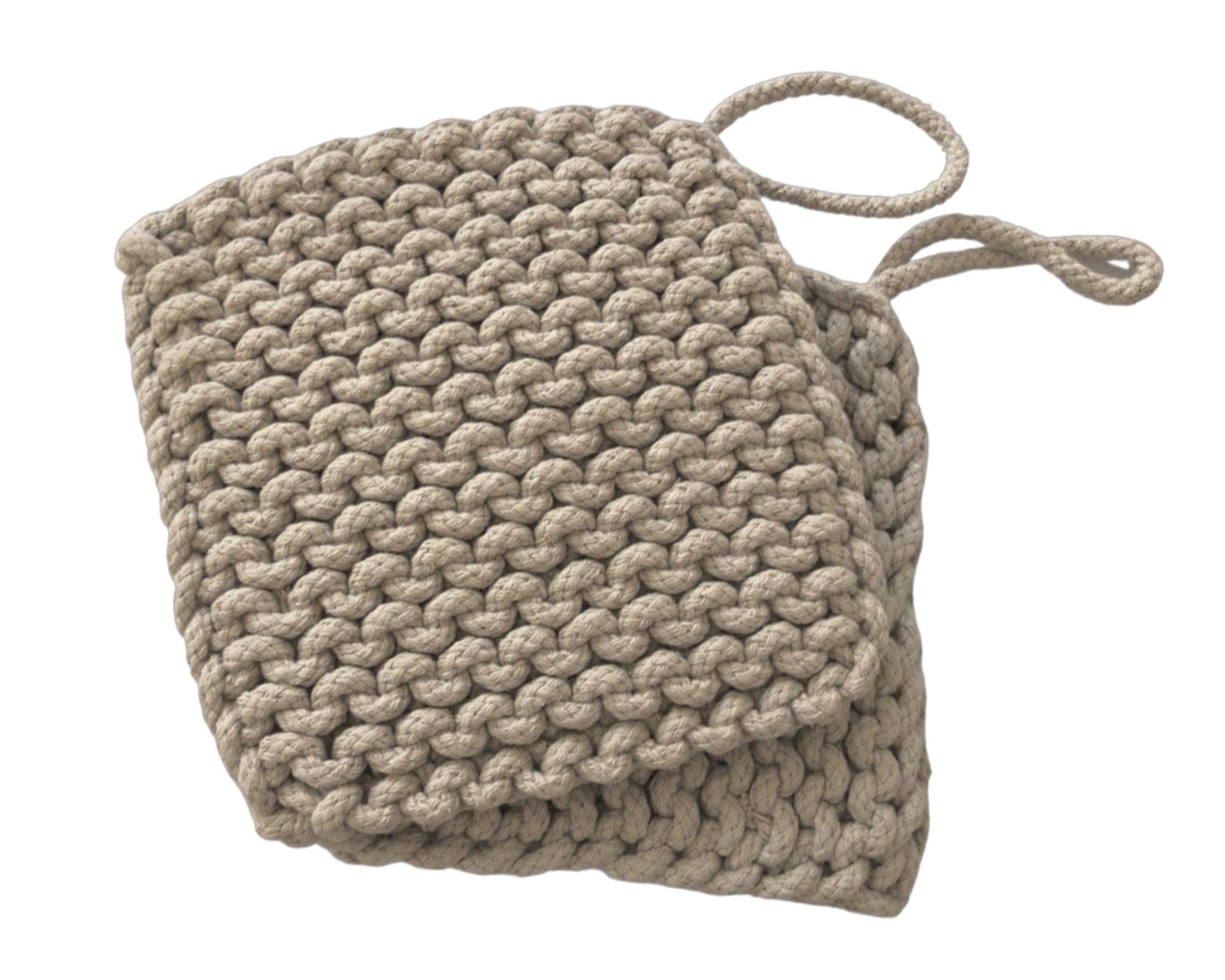 Topflappen | Potholder grobgestrickt | natur - Roo's Gift Shop