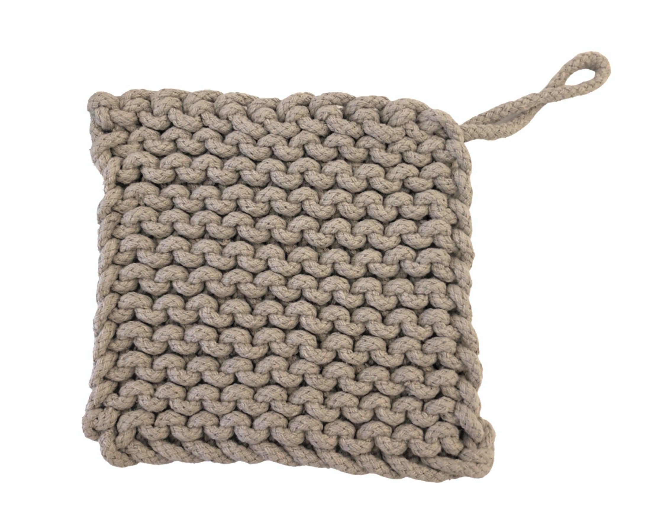 Topflappen | Potholder grobgestrickt | natur - Roo's Gift Shop