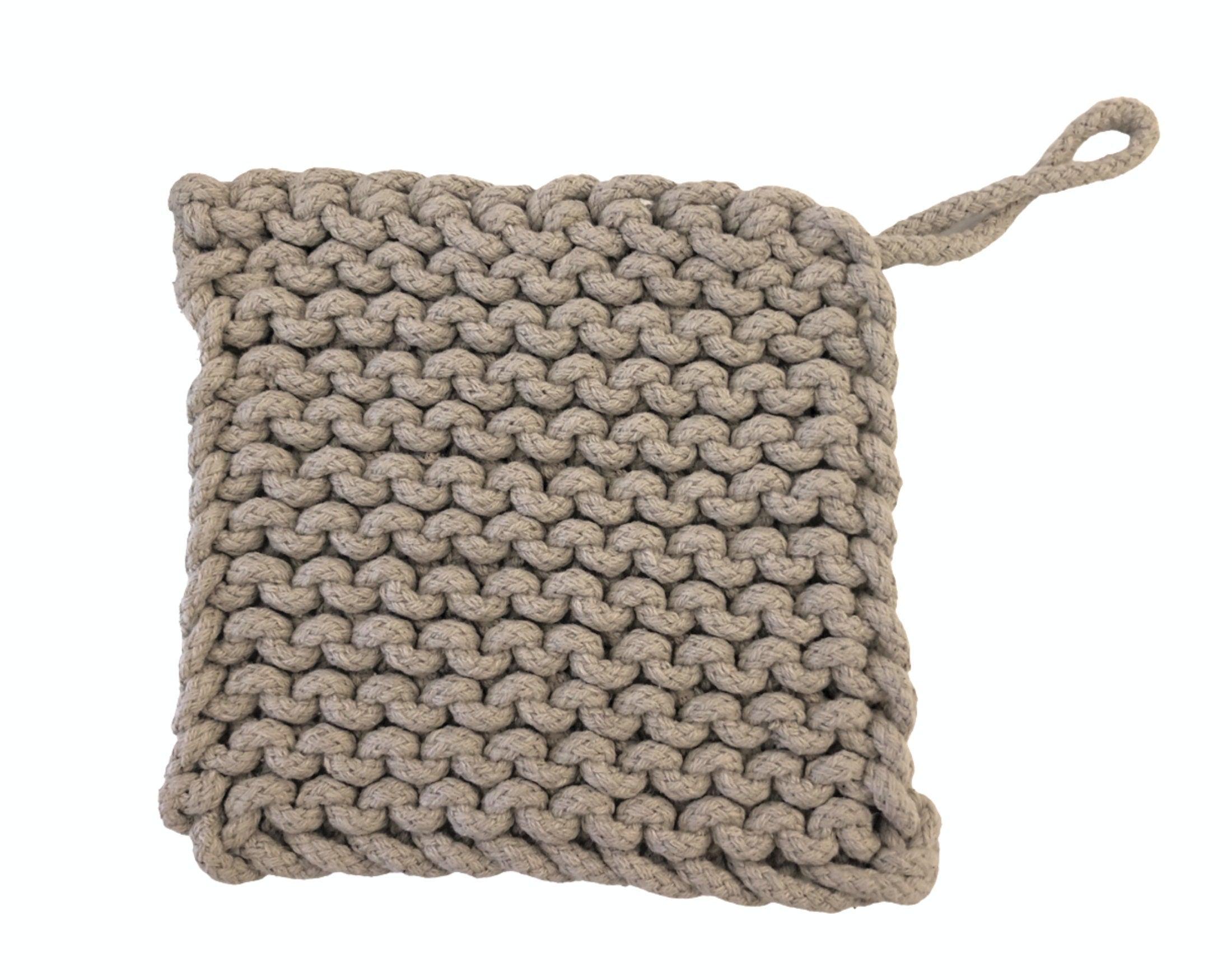 Topflappen | Potholder grobgestrickt | natur - Roo's Gift Shop