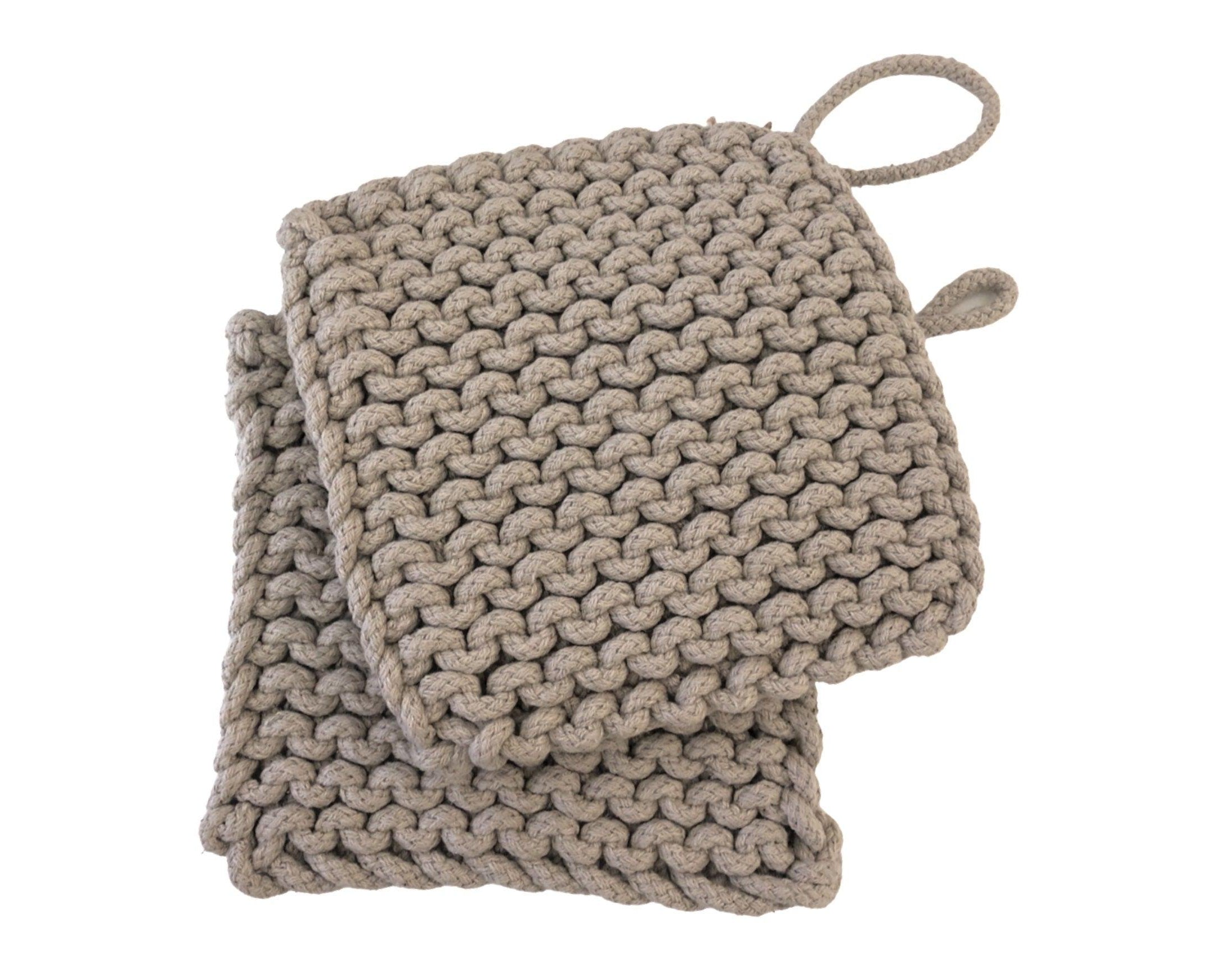 Topflappen | Potholder grobgestrickt | natur - Roo's Gift Shop