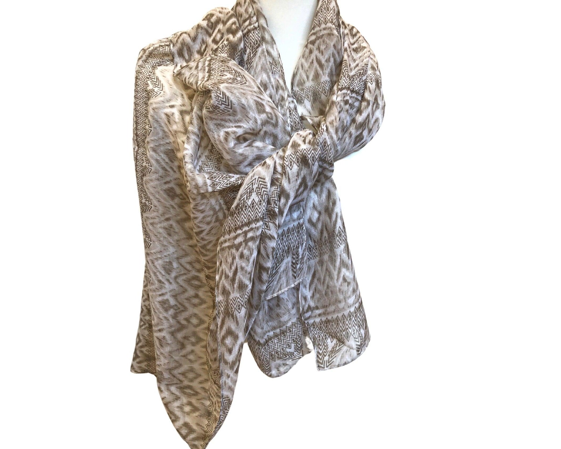 Tuch aus Viscose | Ikat Muster beige - Roo's Gift Shop