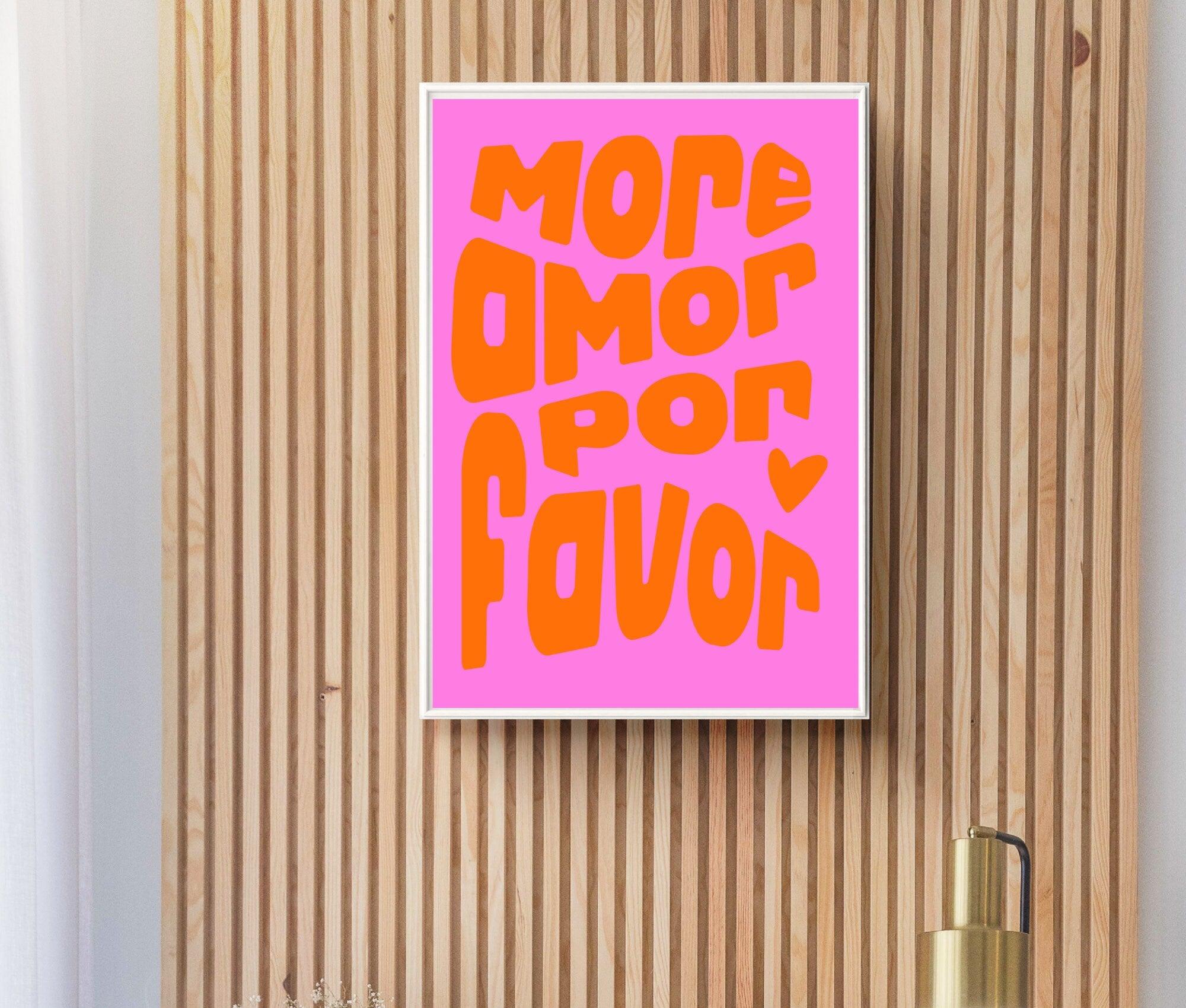 Typografie-Poster in Pink Orange | More amor por favor | digitaler download - Roo's Gift Shop
