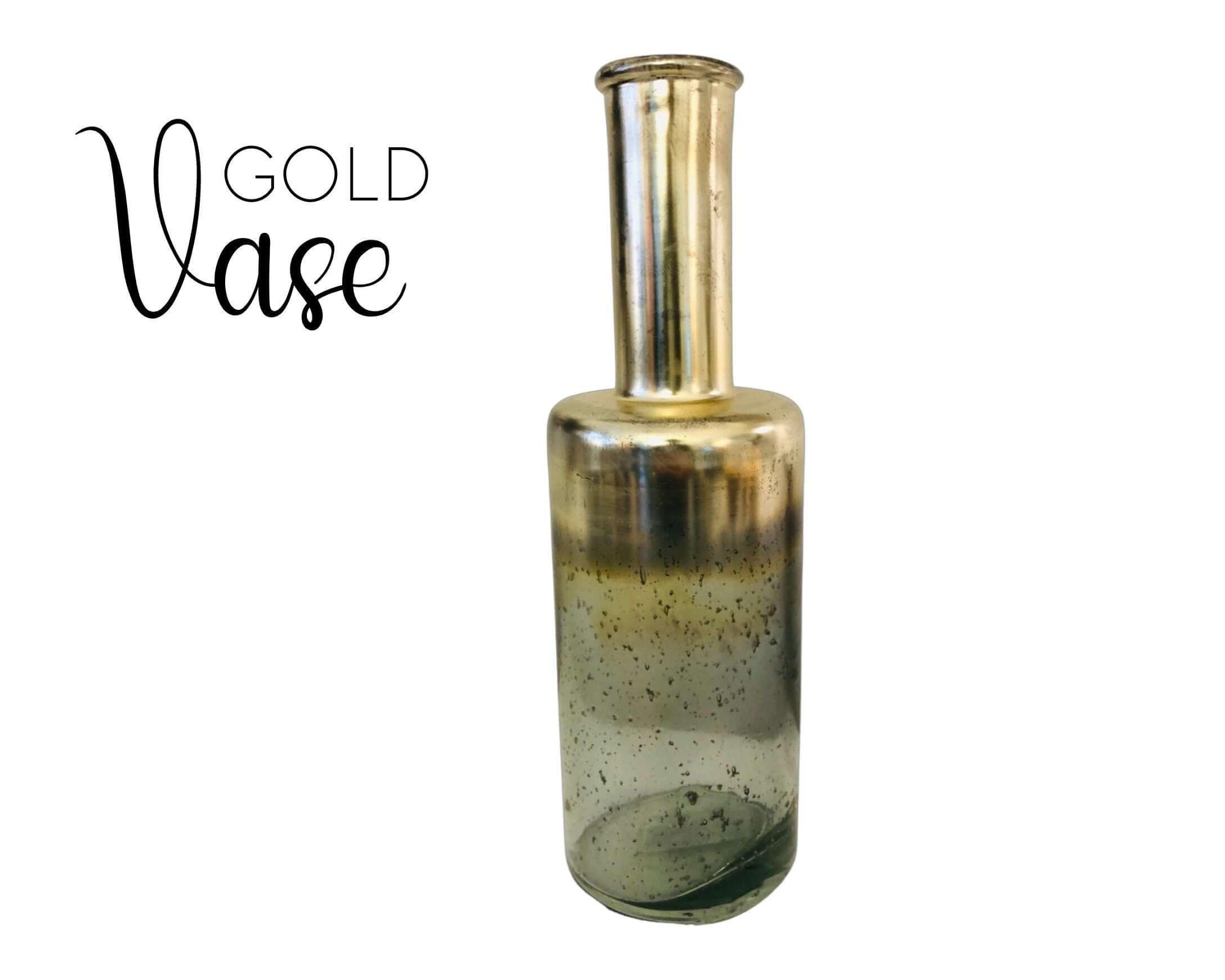 Vase | Flaschen Stil | Glas | vergoldet - Roo's Gift Shop
