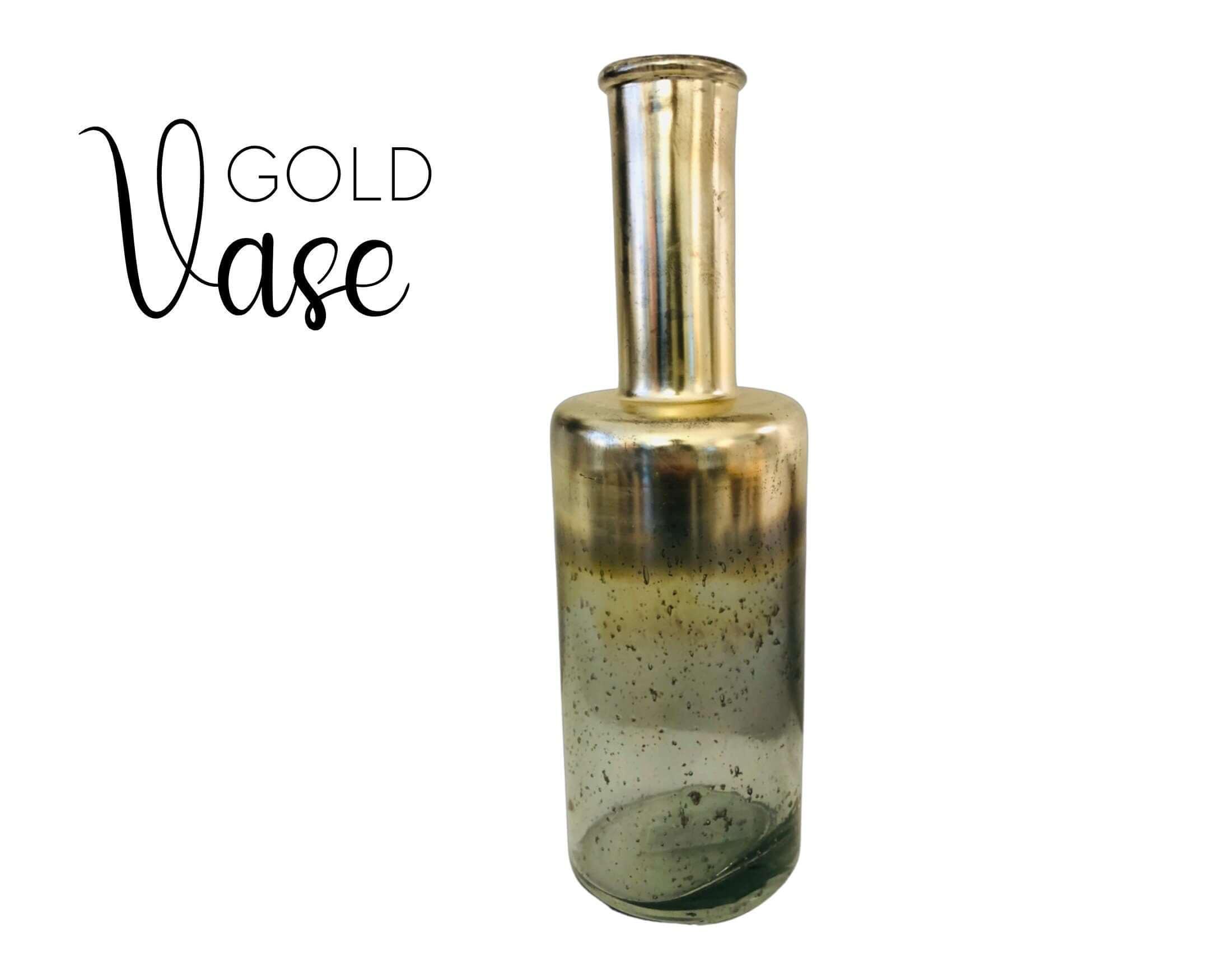 Vase | Flaschen Stil | Glas | vergoldet - Roo's Gift Shop