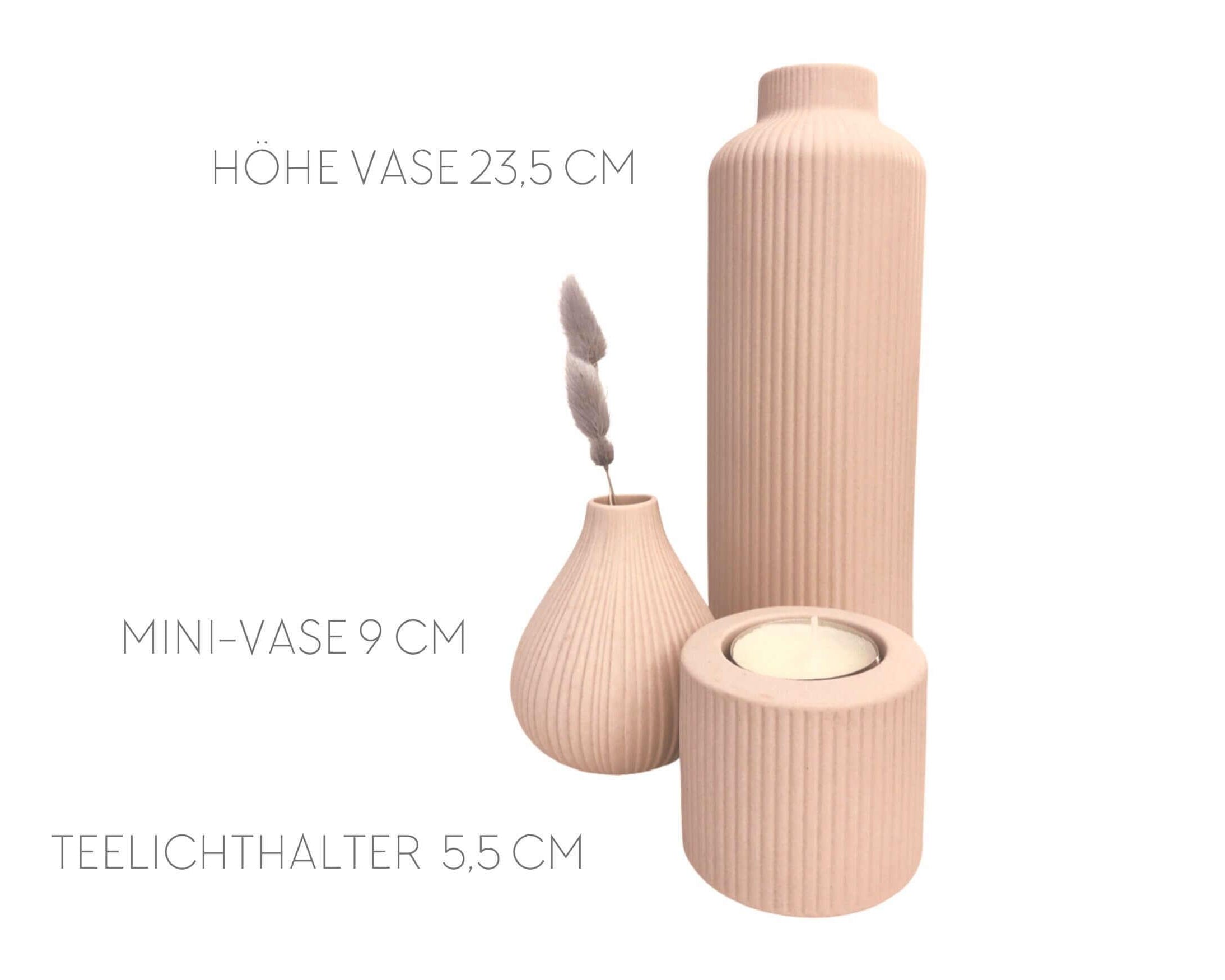 Vase | Keramik in zartem rosa | Teelichthalter - Roo's Gift Shop