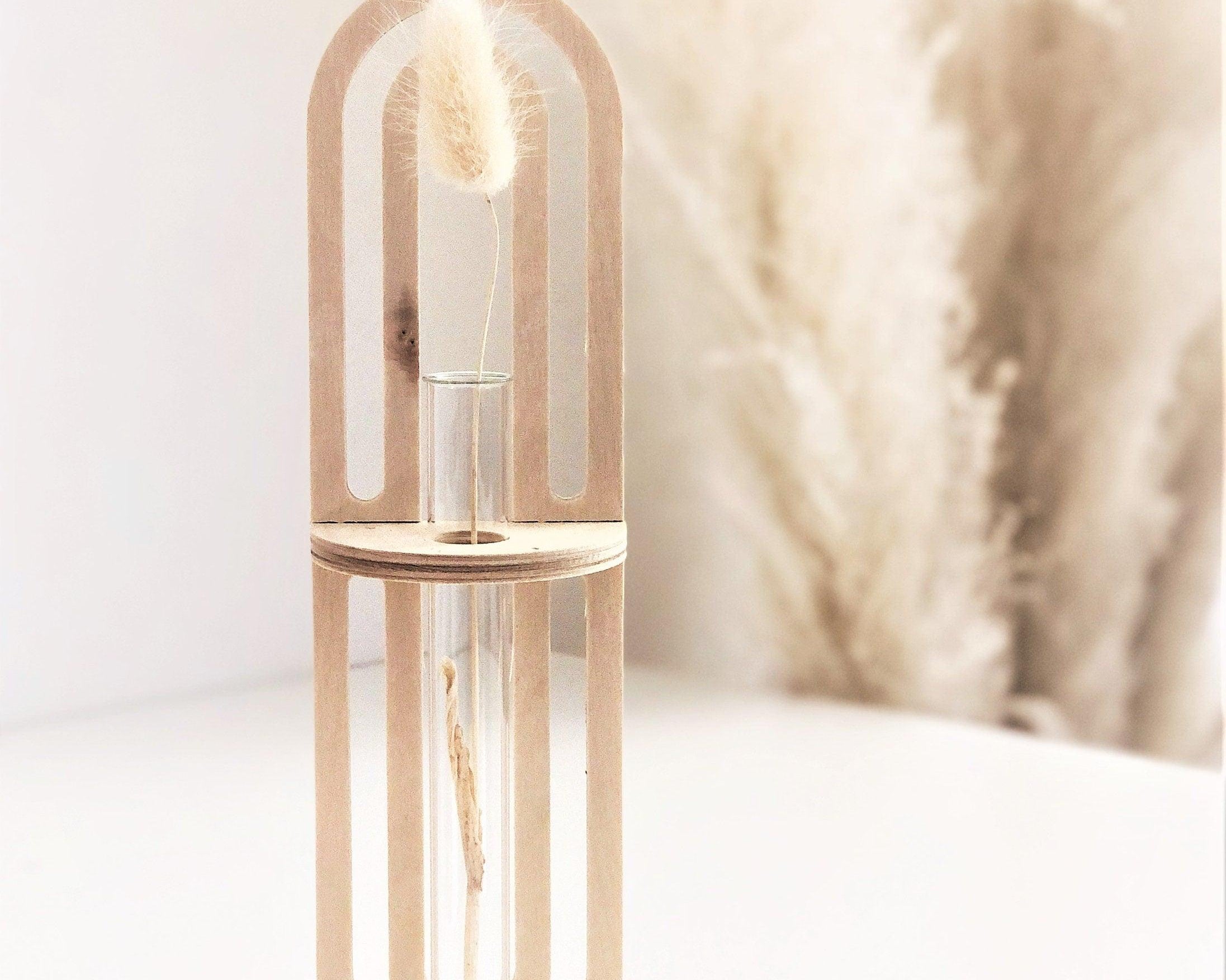 Vase | Reagenzglas | Holz | natur beige - Roo's Gift Shop