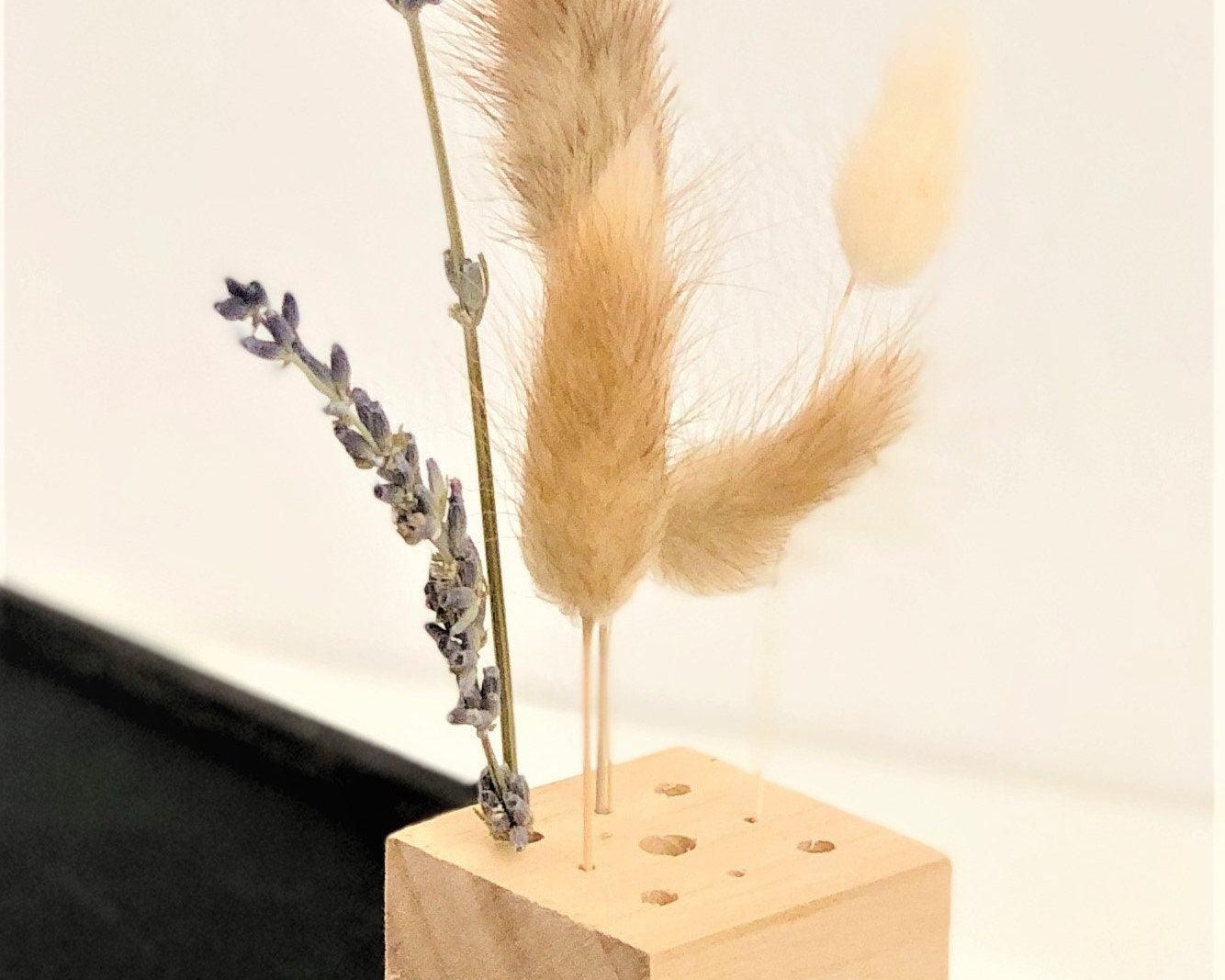 Vase | Würfel Holz | Ständer Trockenblumen - Roo's Gift Shop